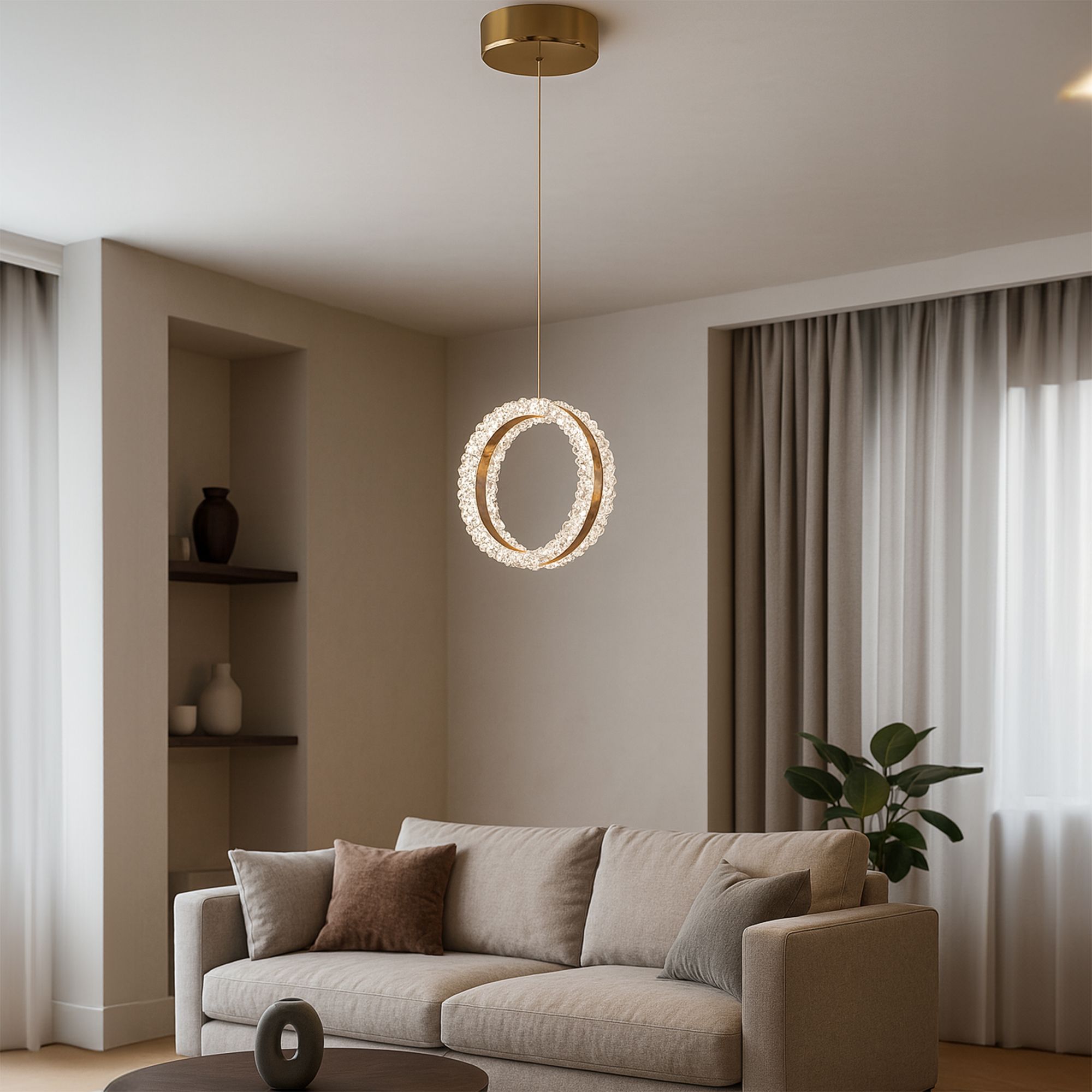 Toolight, závesné LED osvetlenie 20cm, 14W, 3000K, LHJ098-CP, zlatá, OSW-60043