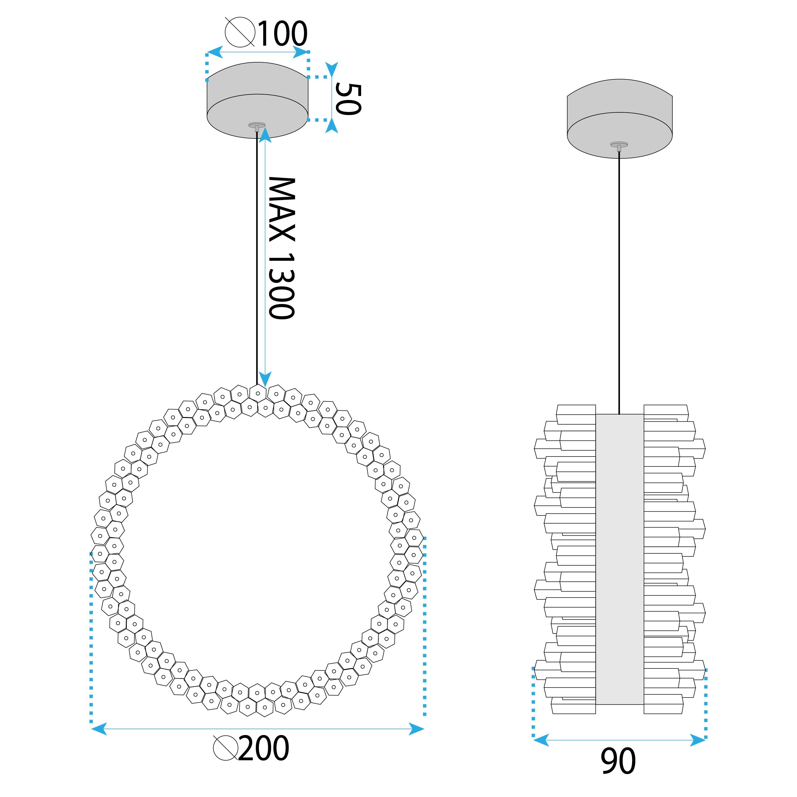 Toolight, závesné LED osvetlenie 20cm, 14W, 3000K, LHJ098-CP, zlatá, OSW-60043