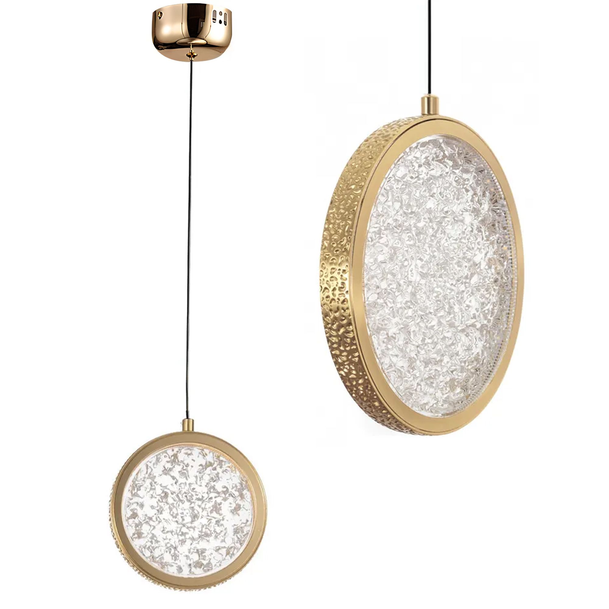 Toolight, LED krištáľový závesný luster, 10W, 3000K, LHJ100-1CP, zlatá, OSW-60045