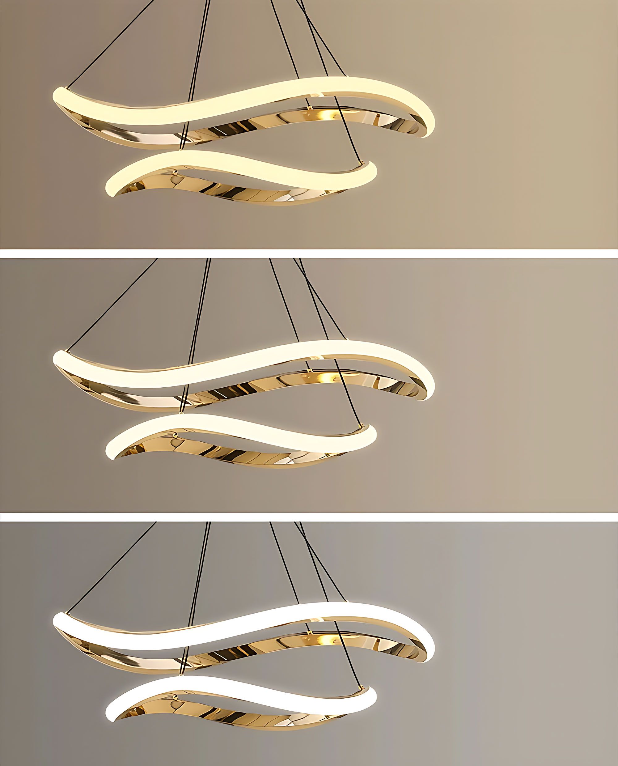 Toolight, závesná lampa 80cm, 61W, 3000K, LHJ017-CP2, zlatá, OSW-50007