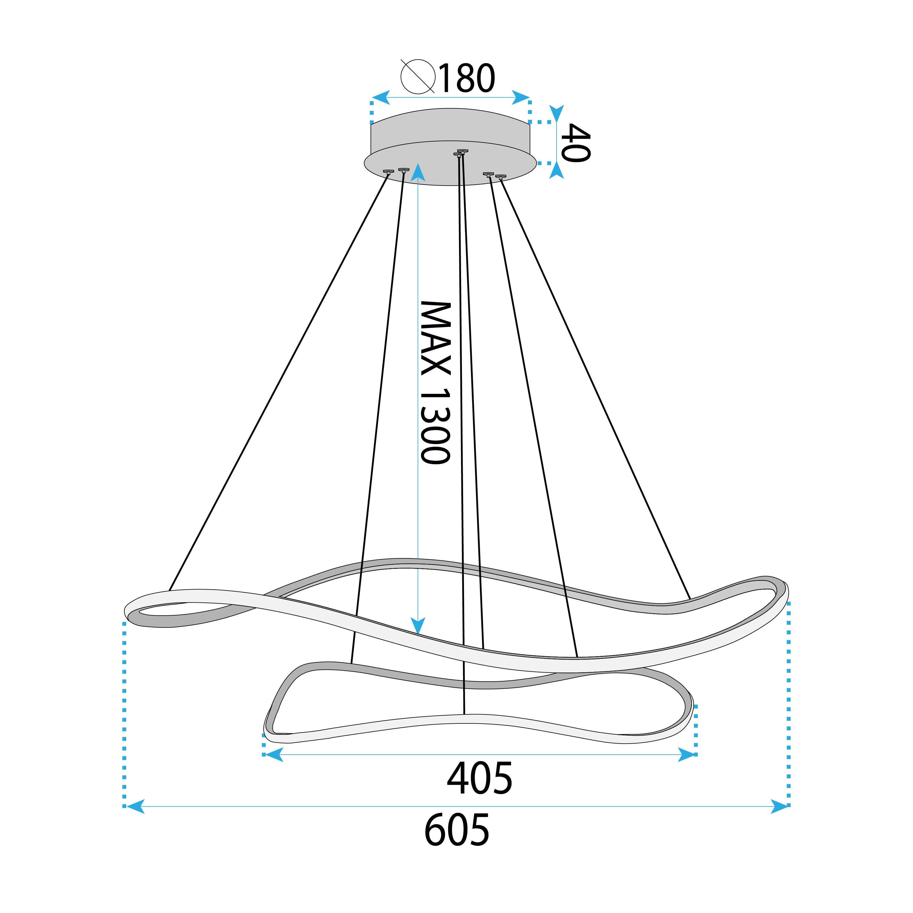 Toolight, závesná lampa 80cm, 61W, 3000K, LHJ017-CP2, zlatá, OSW-50007