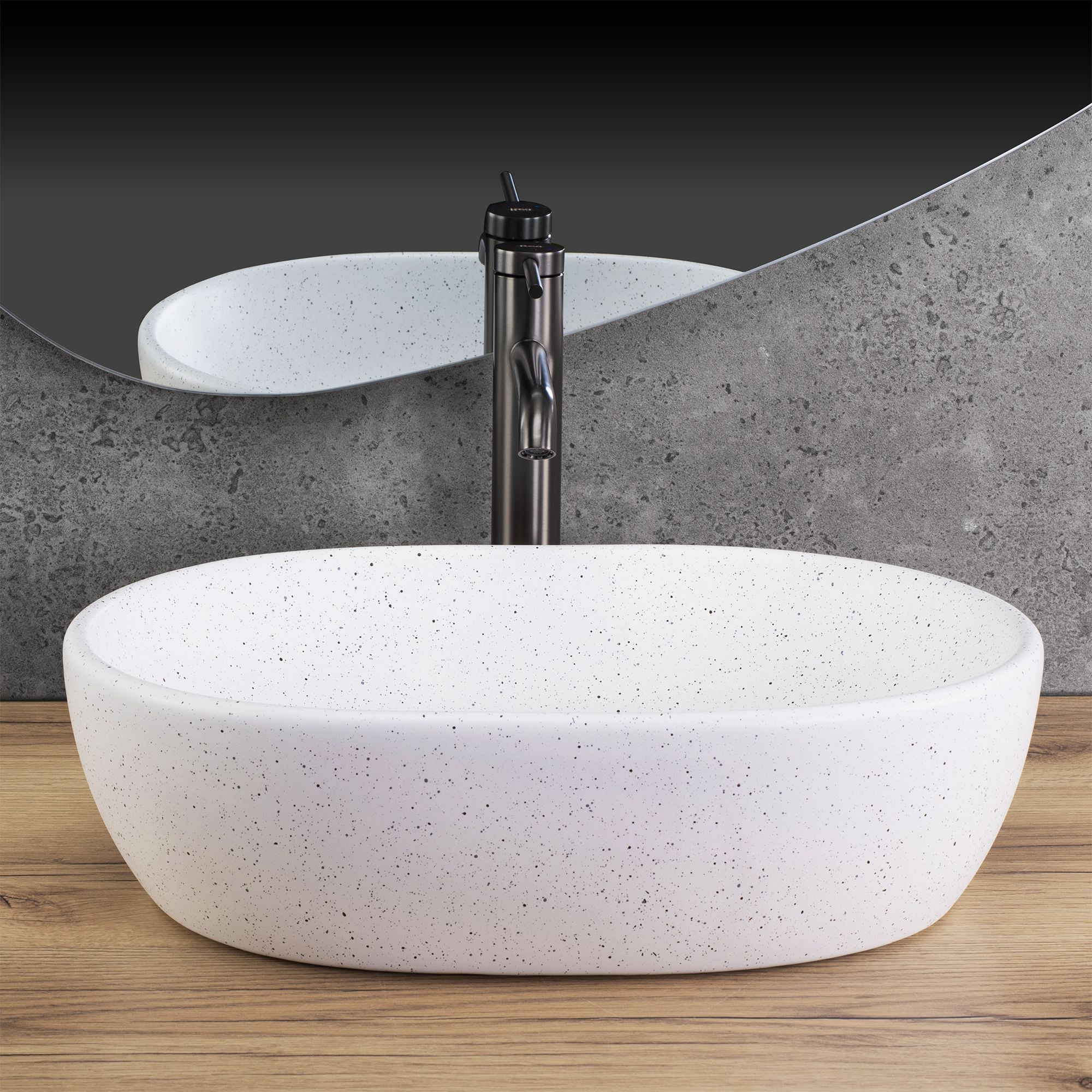 Rea Amelia Warm, umývadlo na dosku 480x345x135 mm, imitácia kameňa, REA-U3001