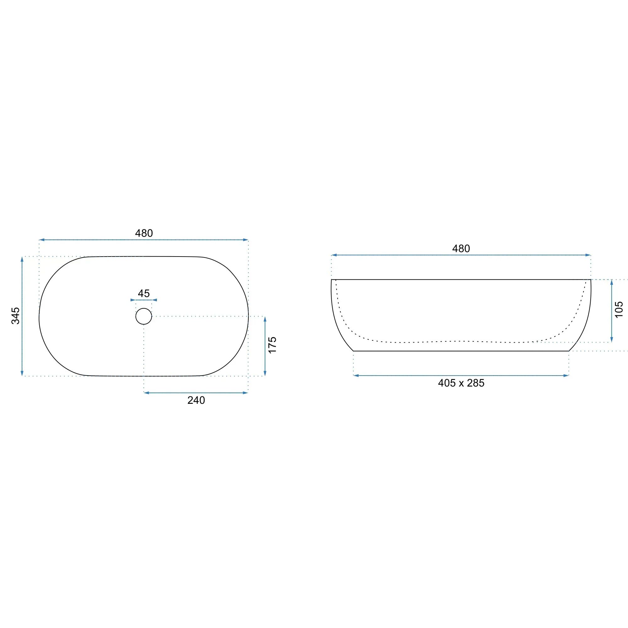 Rea Amelia Warm, umývadlo na dosku 480x345x135 mm, imitácia kameňa, REA-U3001