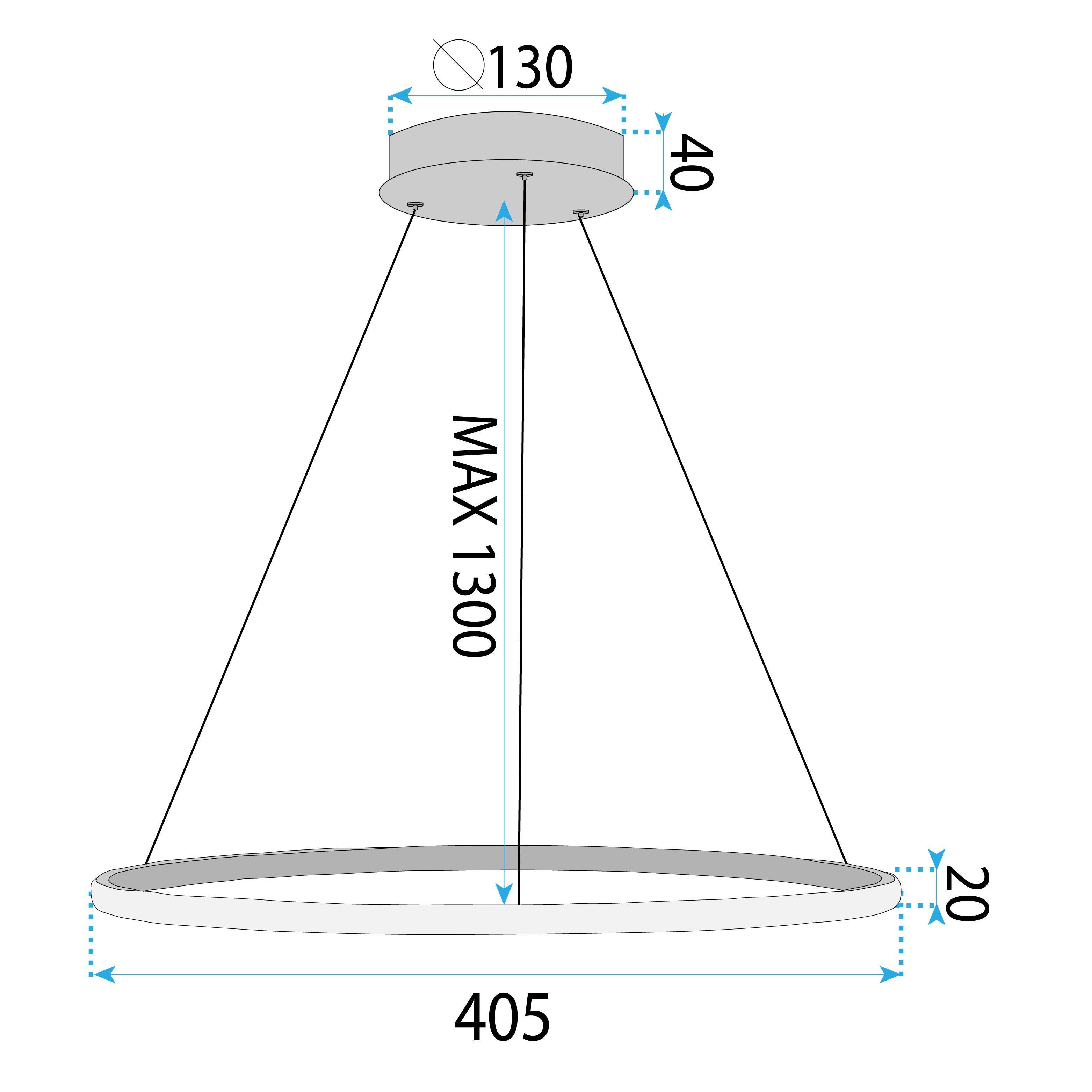 Toolight, LED závesné svietidlo 40cm, 24W, 3000K, LHJ004-CP, zlatá matná, OSW-50002