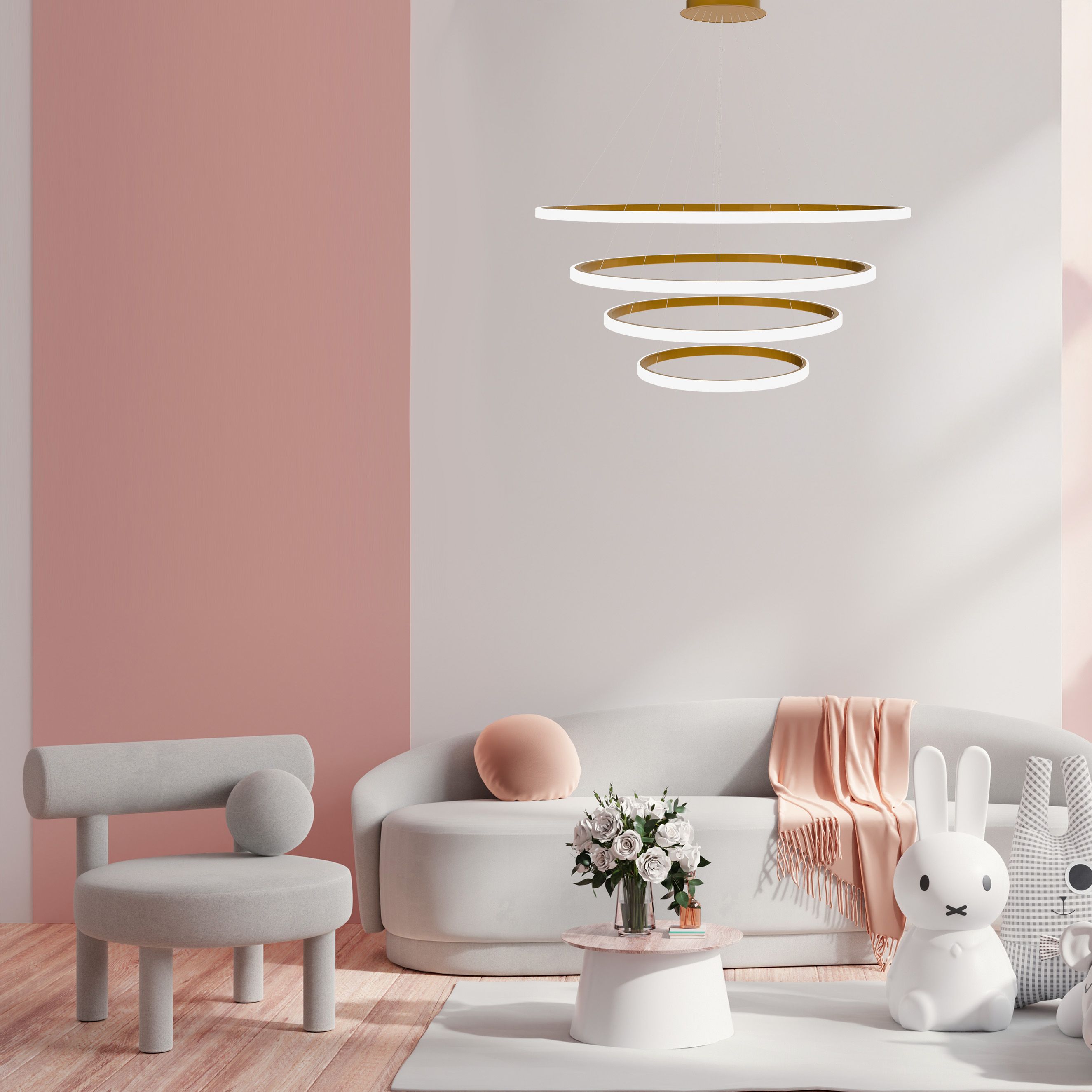 Toolight, závesné svietidlo 100cm, 60W, 3000K, LHJ010-CP4, zlatá matná, OSW-50003