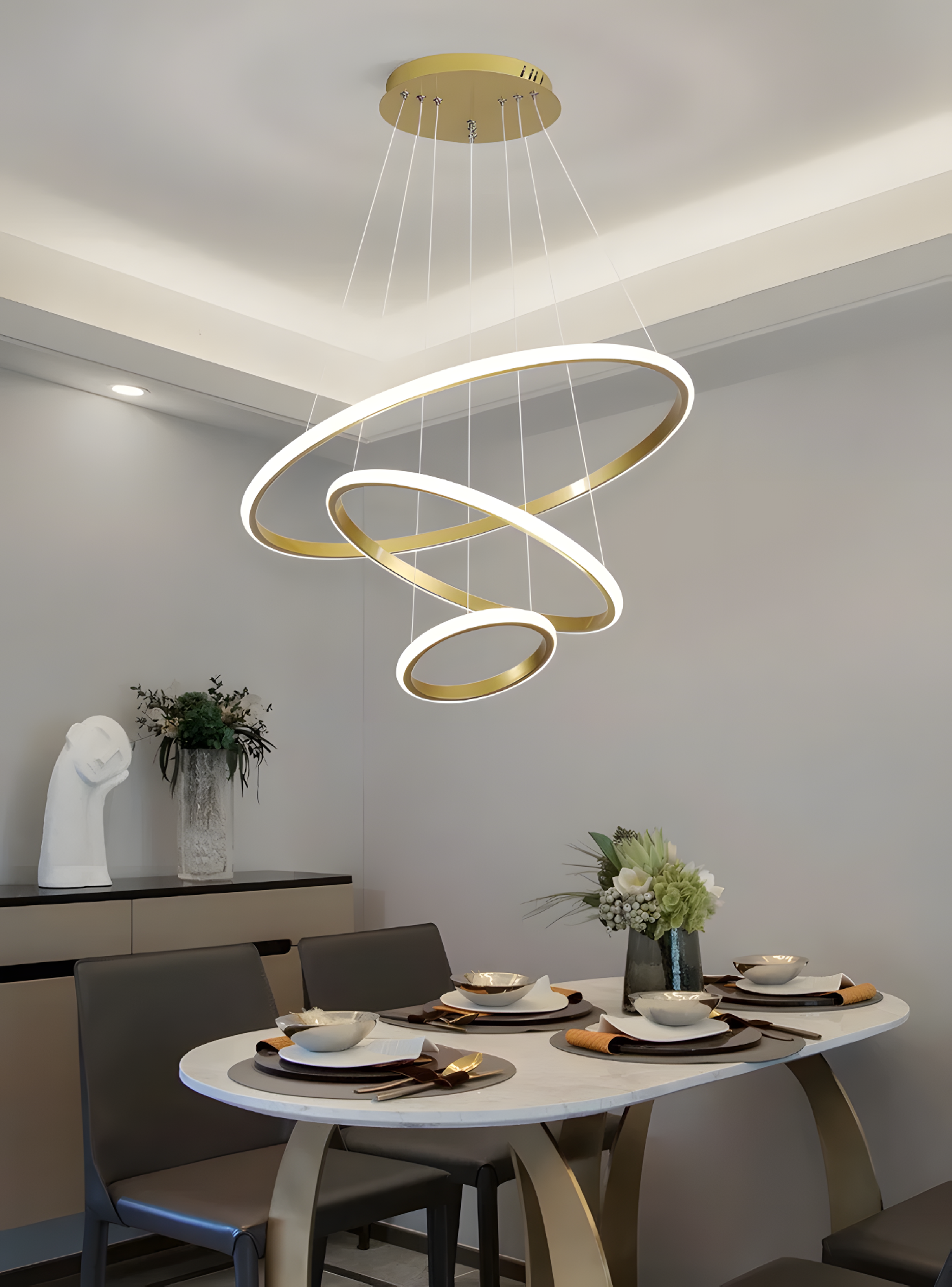 Toolight, závesné svietidlo 100cm, 60W, 3000K, LHJ010-CP4, zlatá matná, OSW-50003
