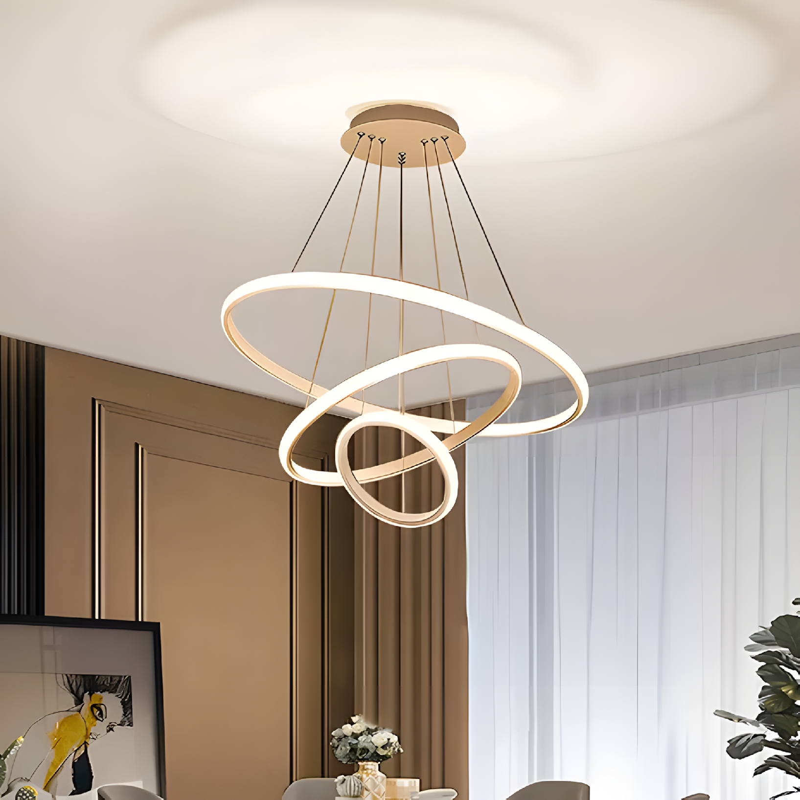 Toolight, závesné svietidlo 100cm, 60W, 3000K, LHJ010-CP4, zlatá matná, OSW-50003