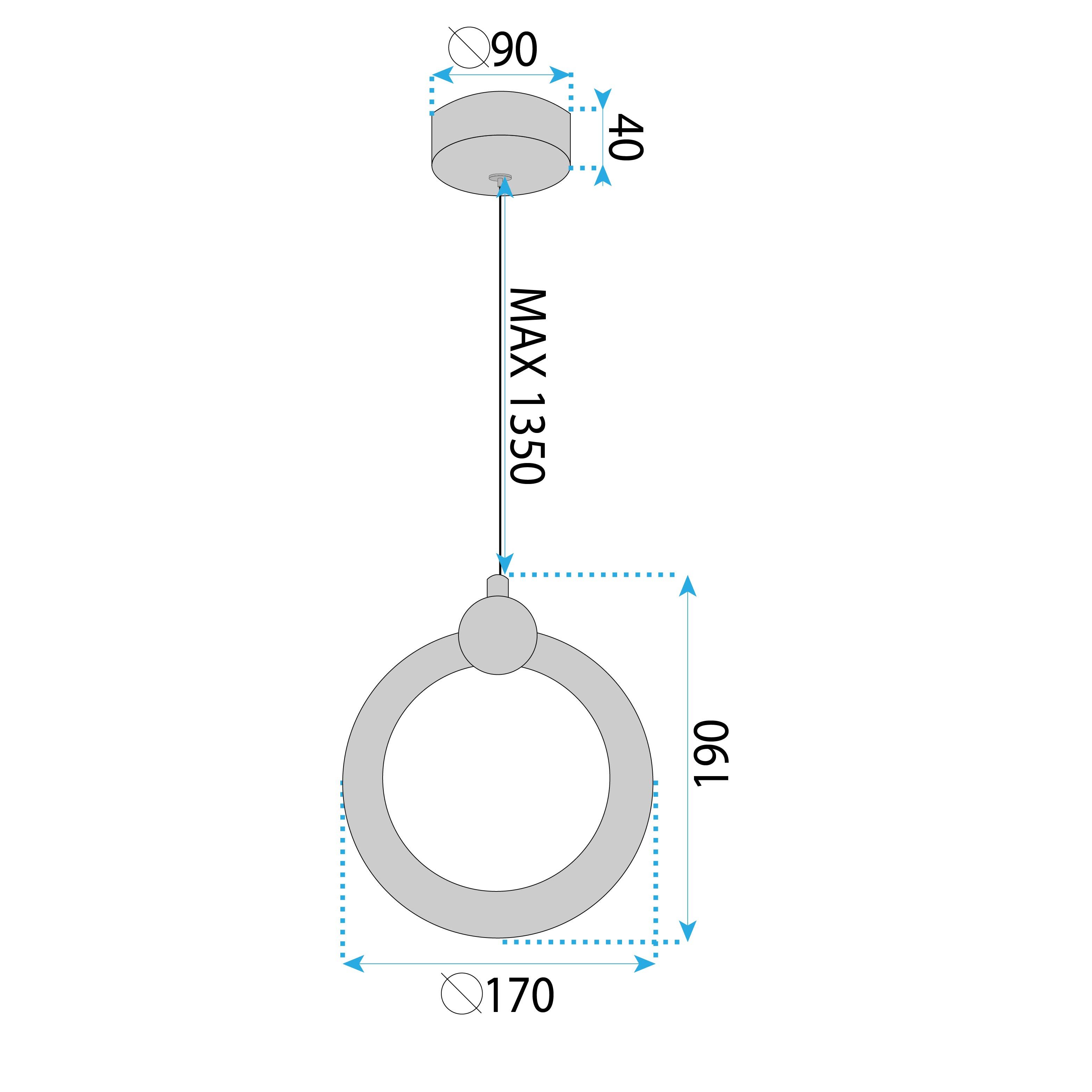 Toolight, LED závesné svietidlo 17x19cm, 10W, 3000K, LHJ101-1CP, ružové zlato, OSW-60046