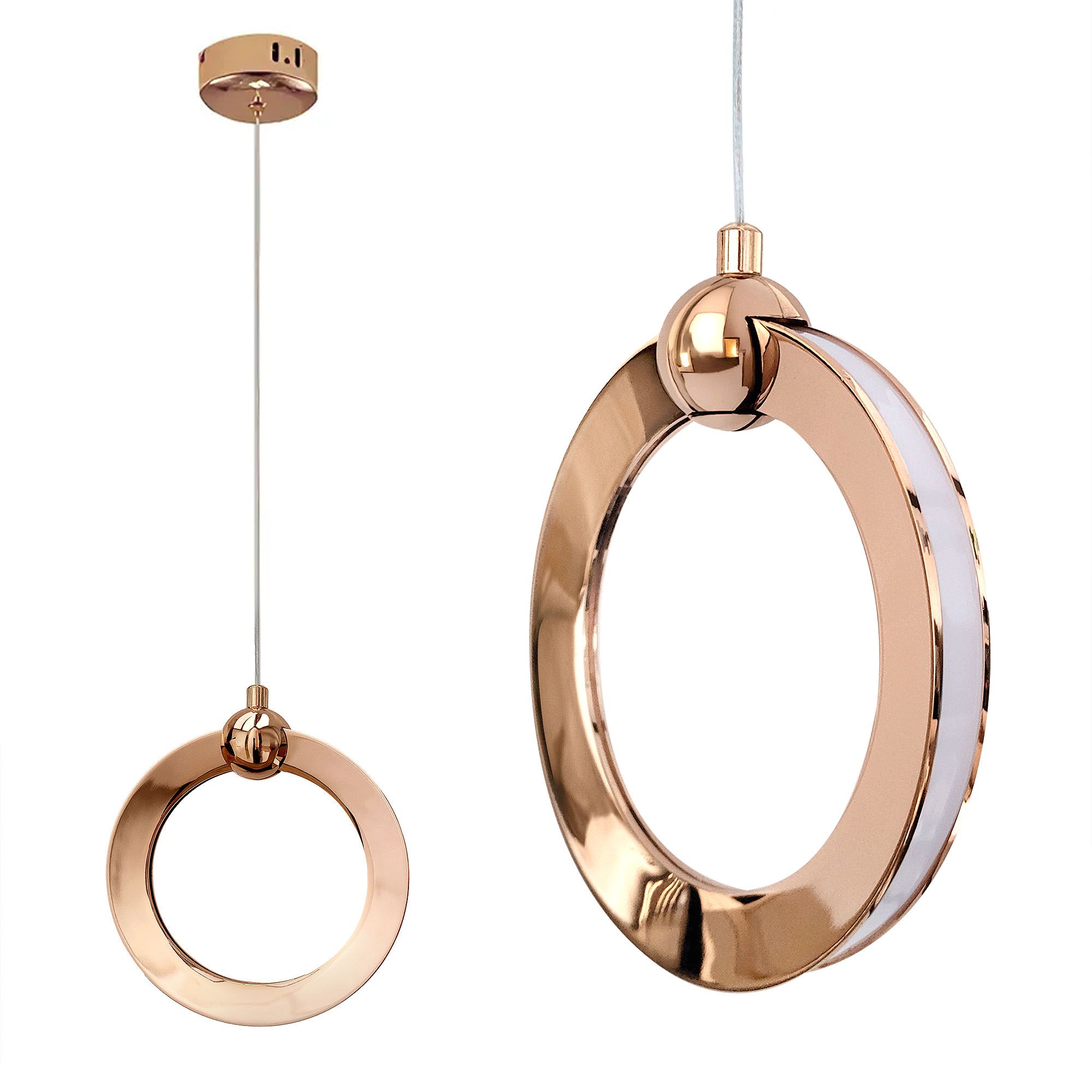 Toolight, LED závesné svietidlo 17x19cm, 10W, 3000K, LHJ101-1CP, ružové zlato, OSW-60046