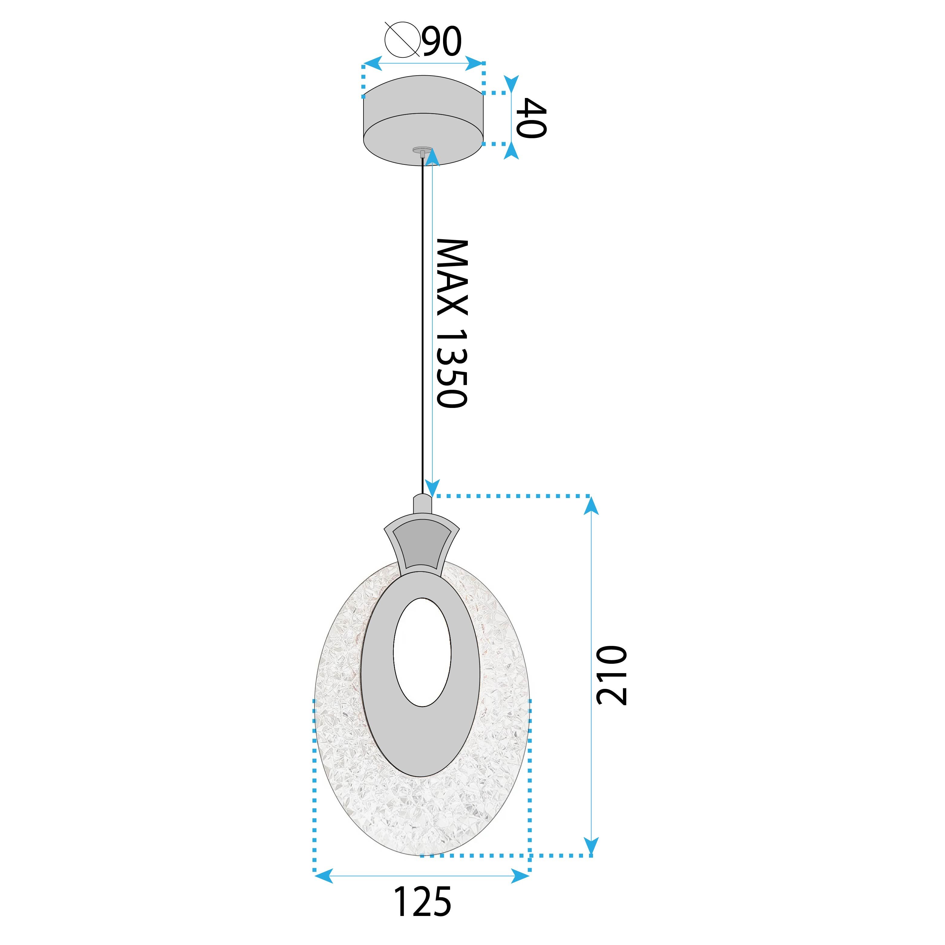 Toolight, krištáľové závesné svietidlo 8W, 3000K, LHJ109-1CP, ružové zlato, OSW-60050