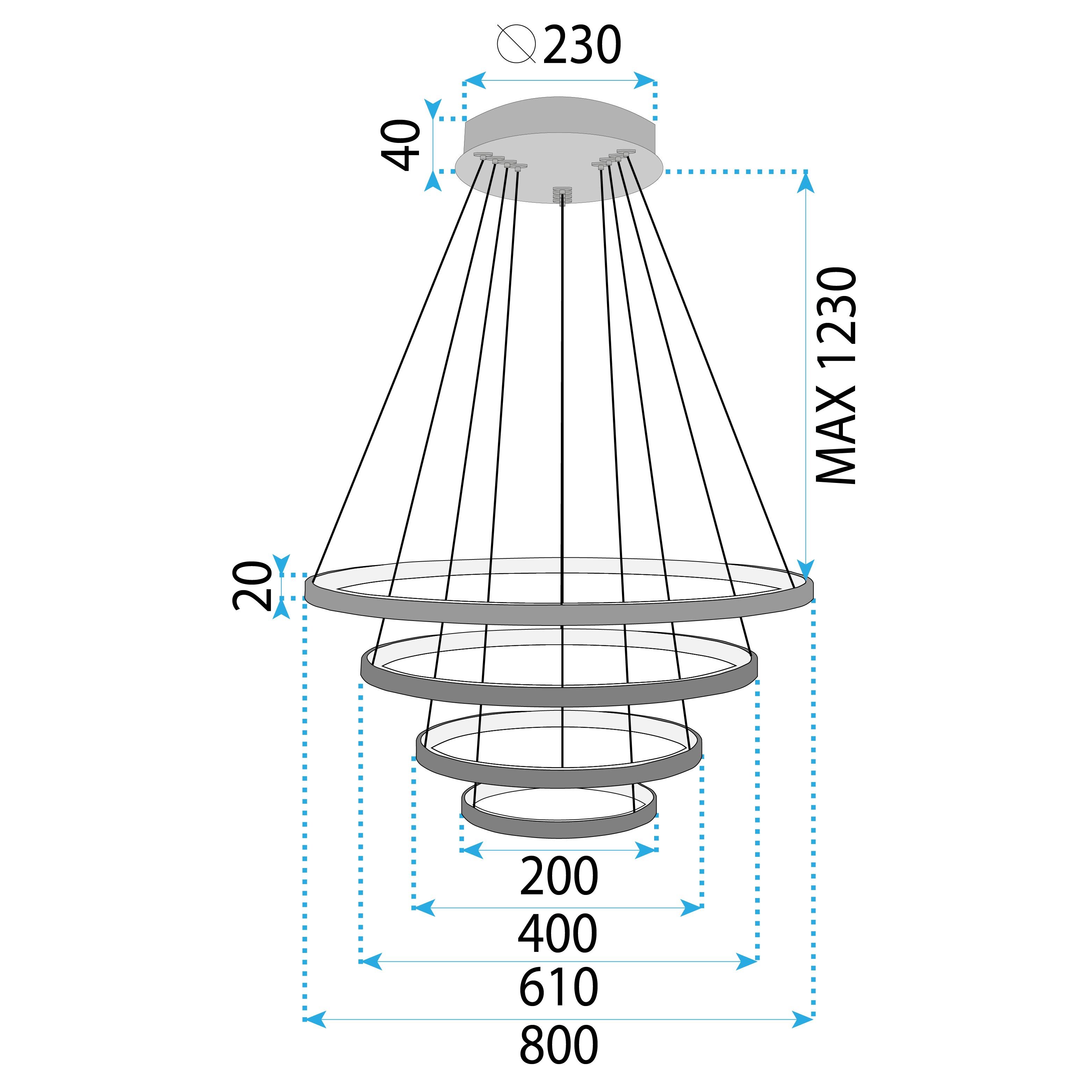 Toolight, LED stropné svietidlo 20/40/60/80 cm, 82W, 3000K, LHJ014-CP4, čierna, OSW-50005