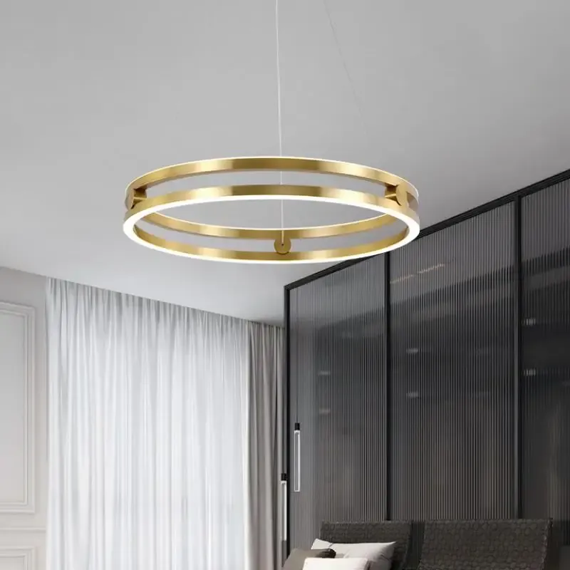 Toolight, LED závesné svietidlo 60cm, 76W, 3000K, LHJ015-CP, zlatá, OSW-60009