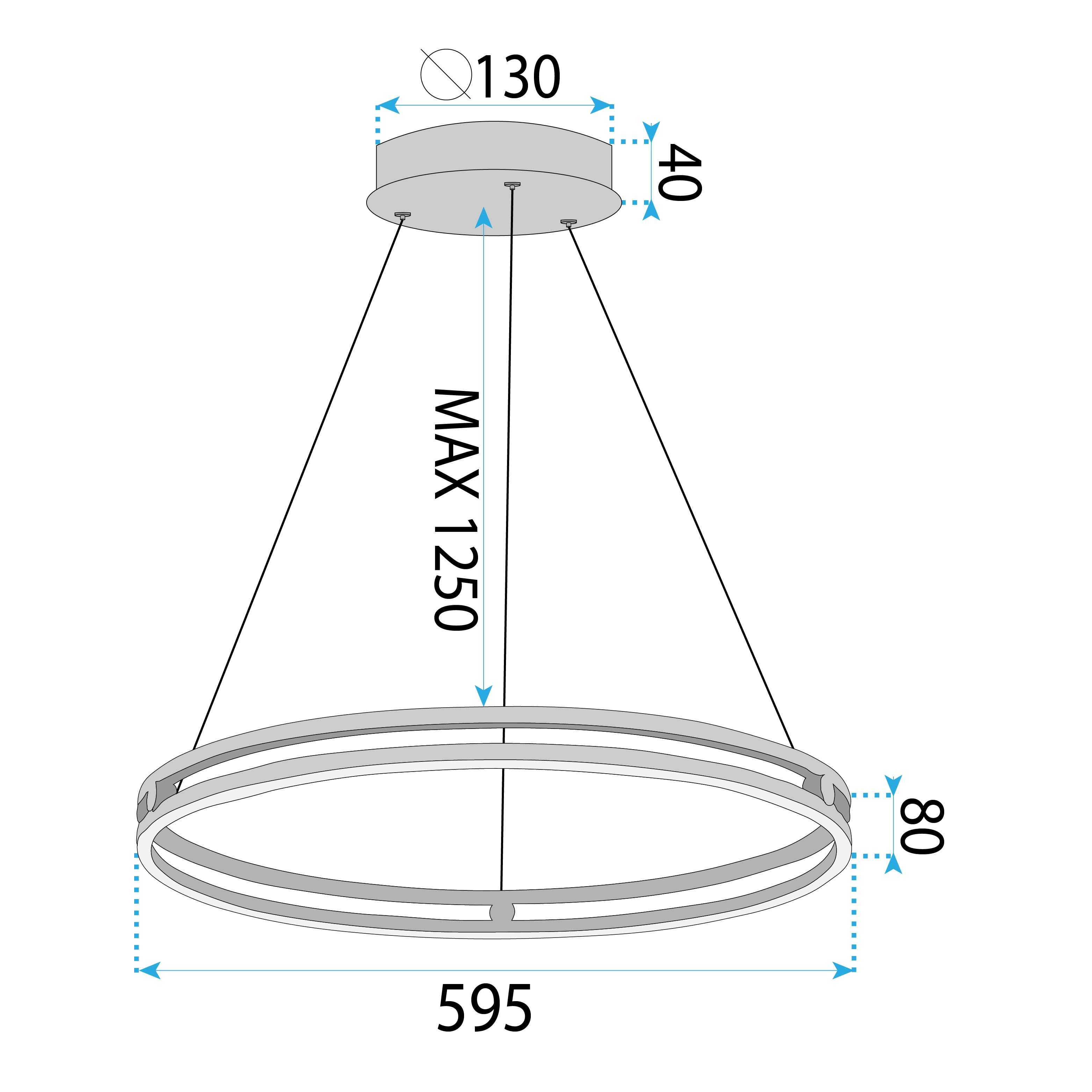 Toolight, LED závesné svietidlo 60cm, 76W, 3000K, LHJ015-CP, zlatá, OSW-60009