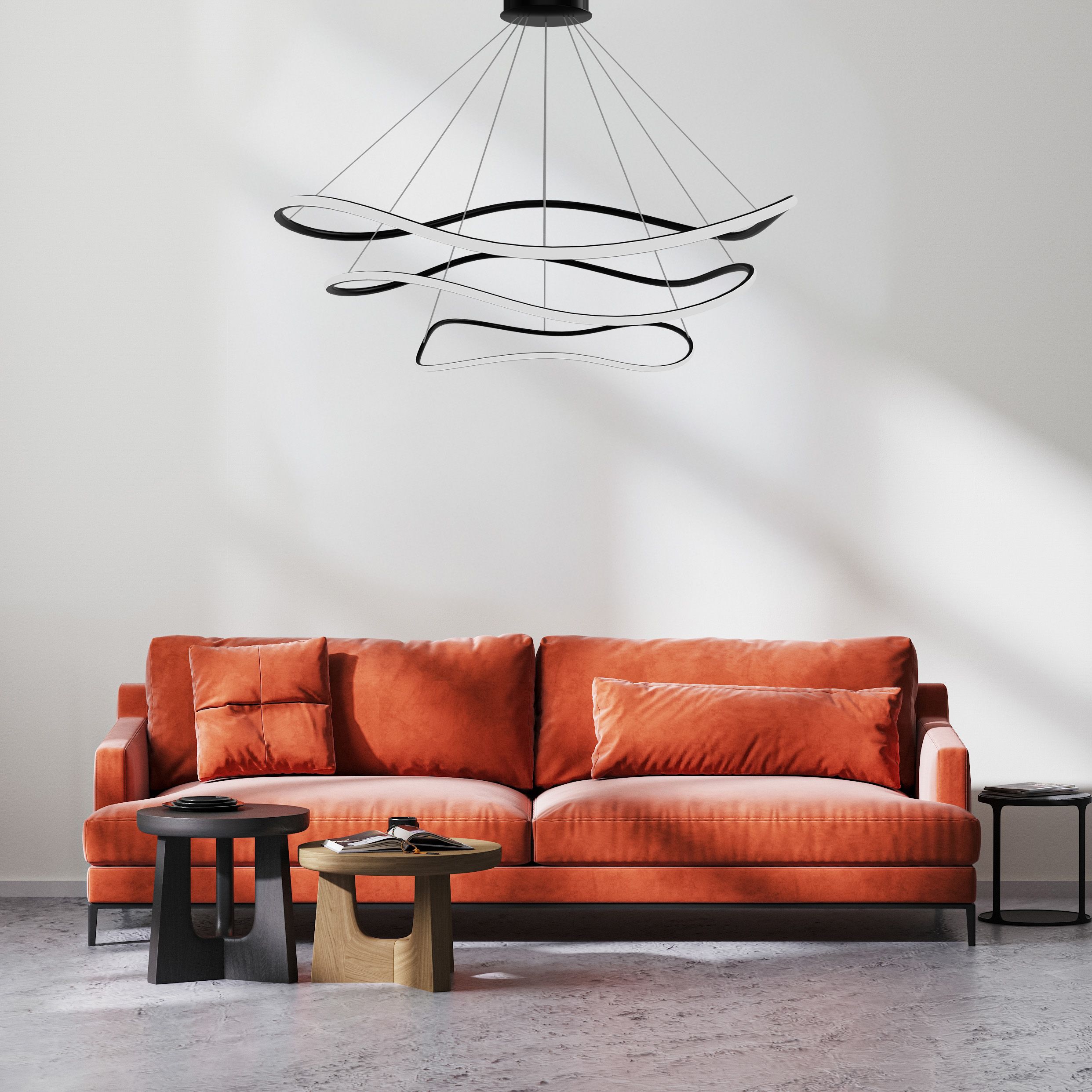 Toolight, LED závesná lampa 40/60/80cm, 82W, 3000K, LHJ016-CP3, čierna matná, OSW-50006