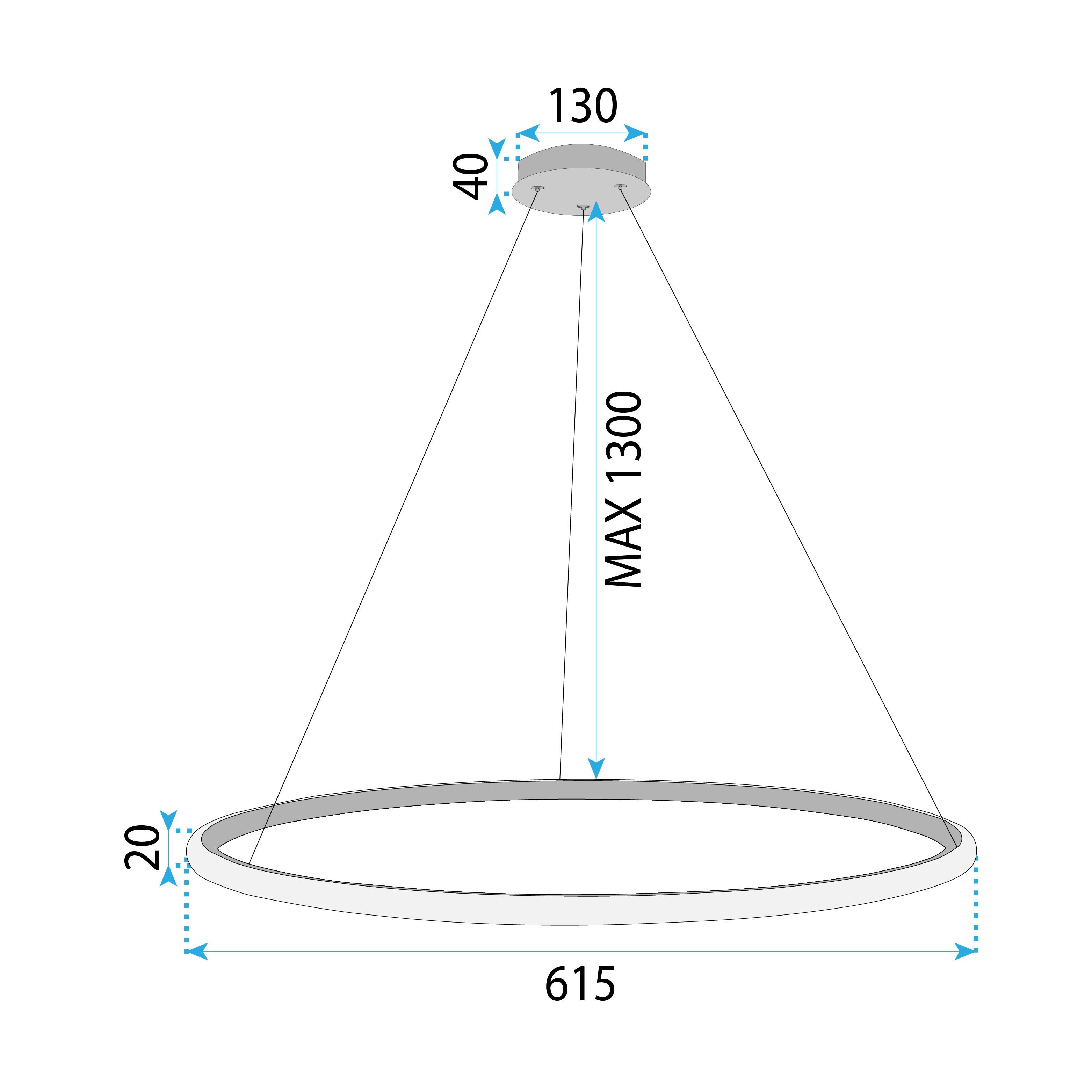 Toolight, LED závesné svietidlo 60cm, 37W, 3000K, LHJ002-CP, zlatá lesklá, OSW-60000