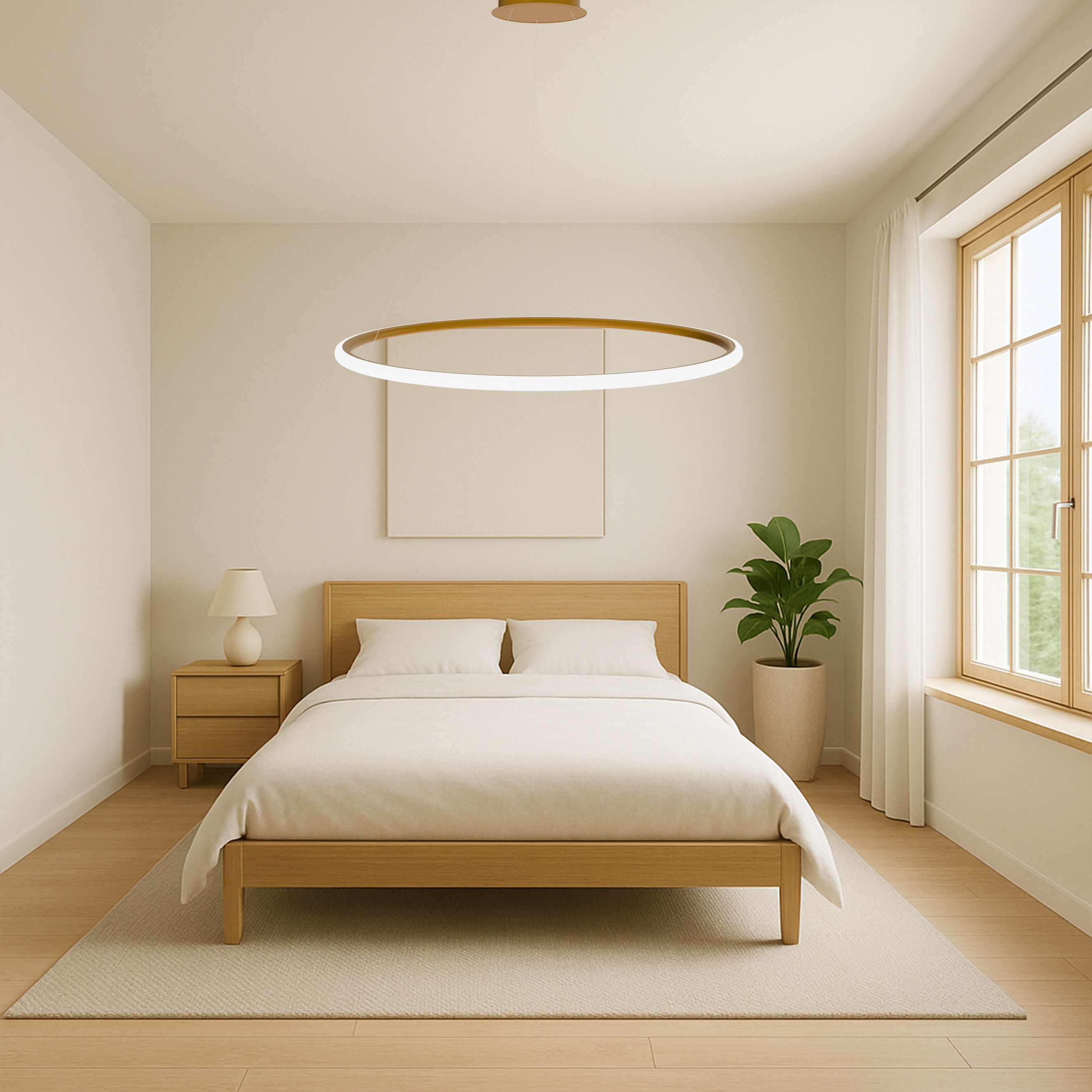 Toolight, LED stropné osvetlenie 60cm, 37W, 3000K, LHJ005-CP, zlatá matná, OSW-60002