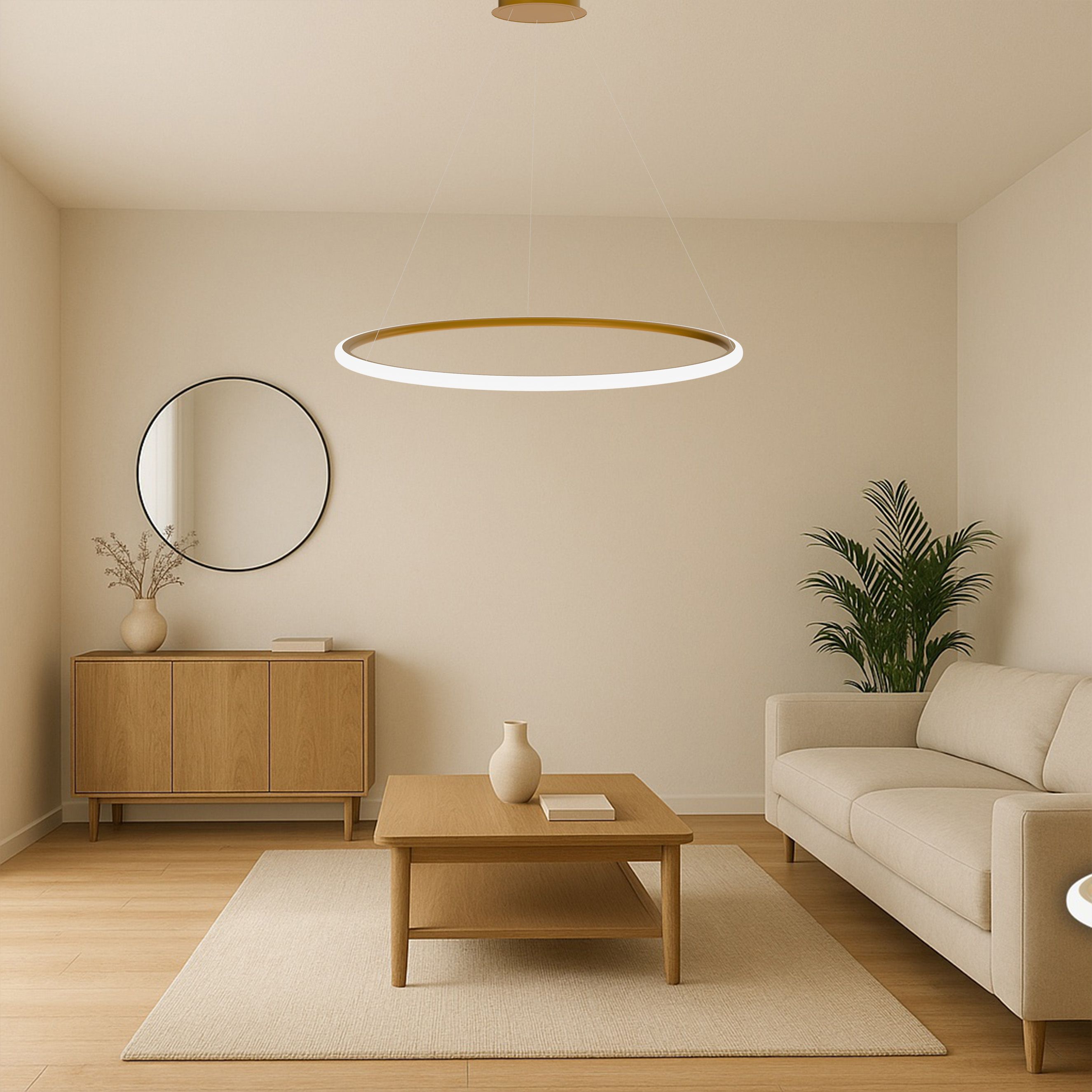 Toolight, LED stropné osvetlenie 60cm, 37W, 3000K, LHJ005-CP, zlatá matná, OSW-60002