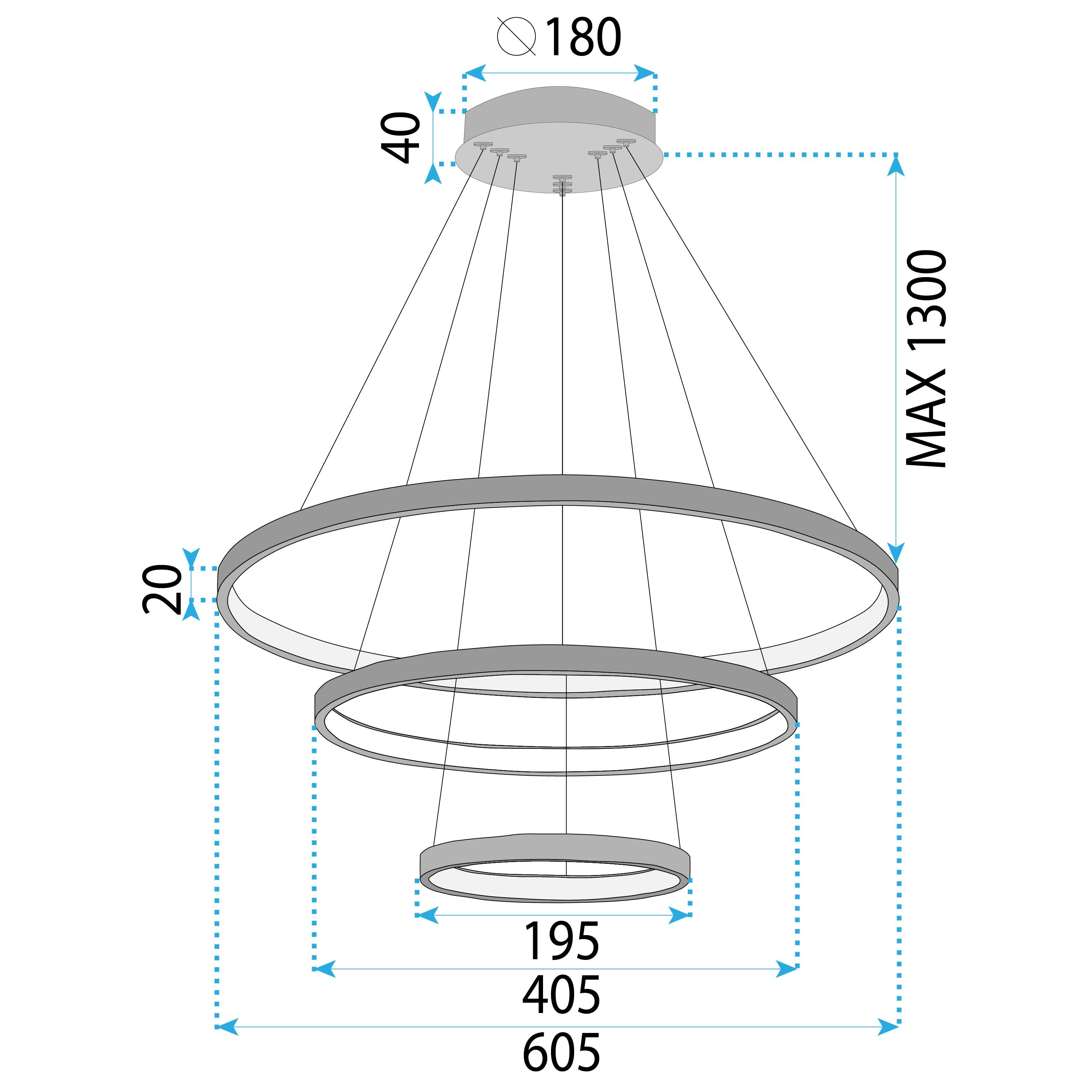 Toolight, LED stropné osvetlenie 61cm, 80W, 3000K, LHJ013-CP3, čierna, OSW-60007