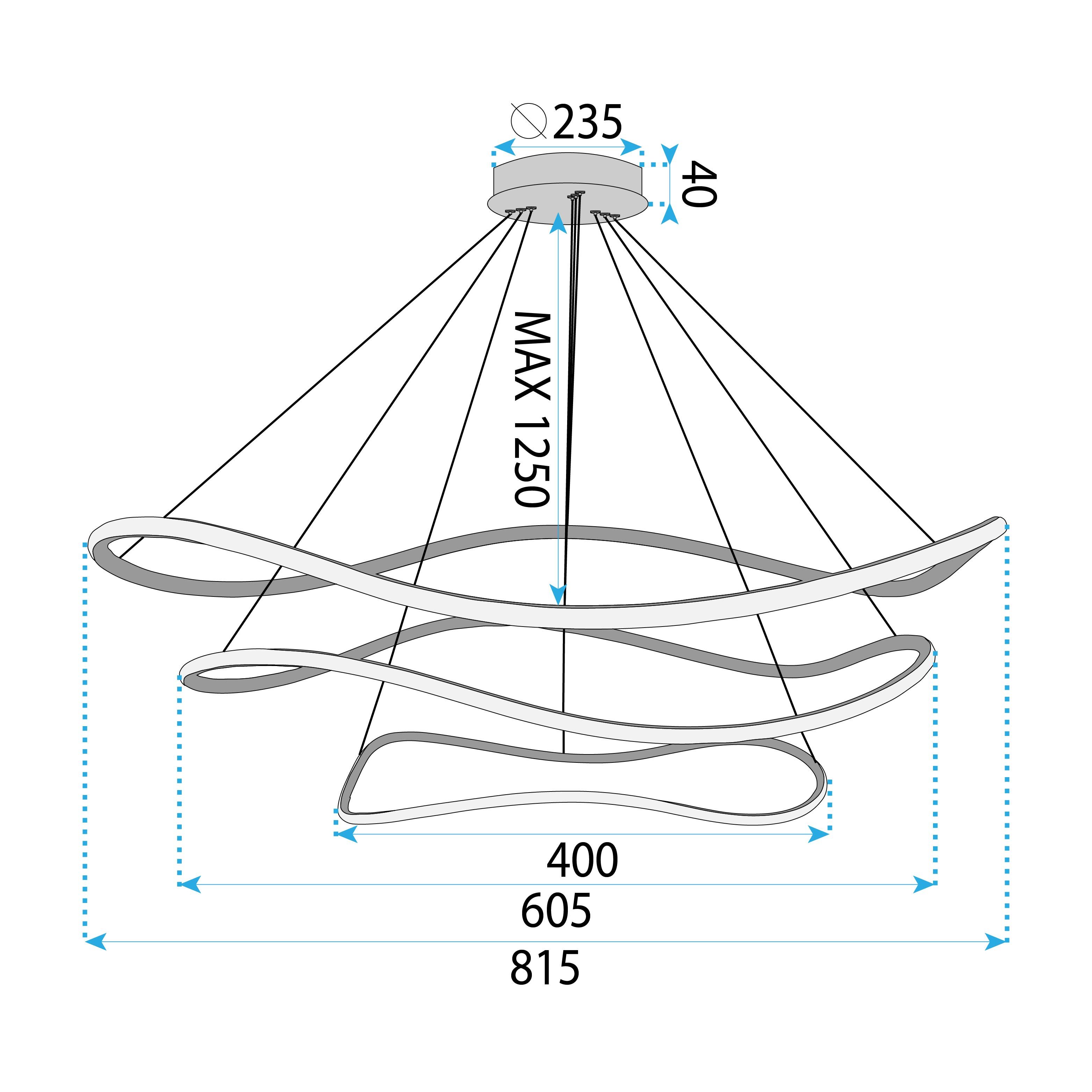 Toolight, stropné svietidlo 80cm, 24W, 3000K, LHJ018-CP3, zlatá, OSW-50008