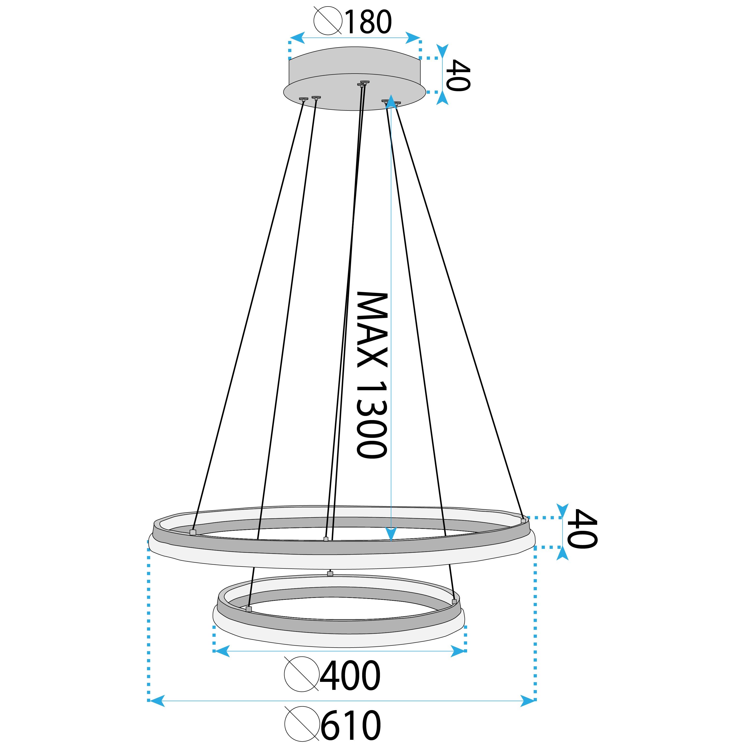 Toolight, LED stropné svietidlo 60cm, 75W, 3000K, LHJ043-CP2, zlatá, OSW-50020