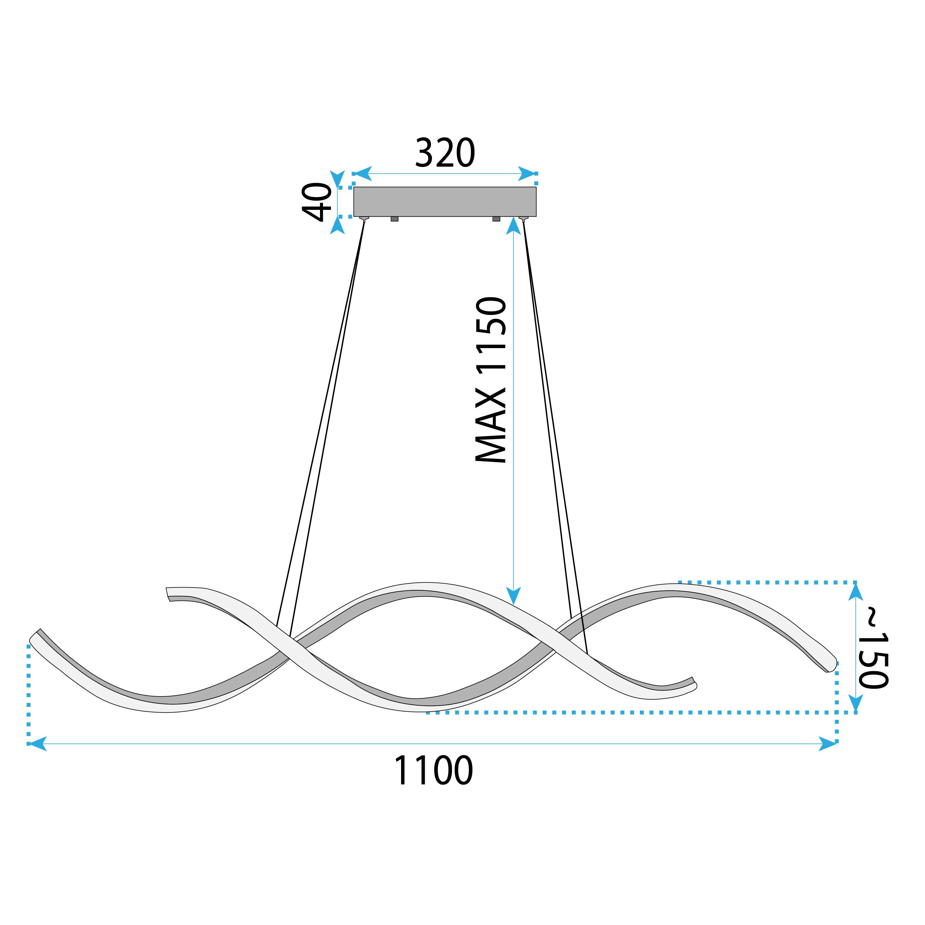 Toolight, LED stropné osvetlenie 110cm, 46W, 3000K, LHJ021-CP, ružové zlato, OSW-50009