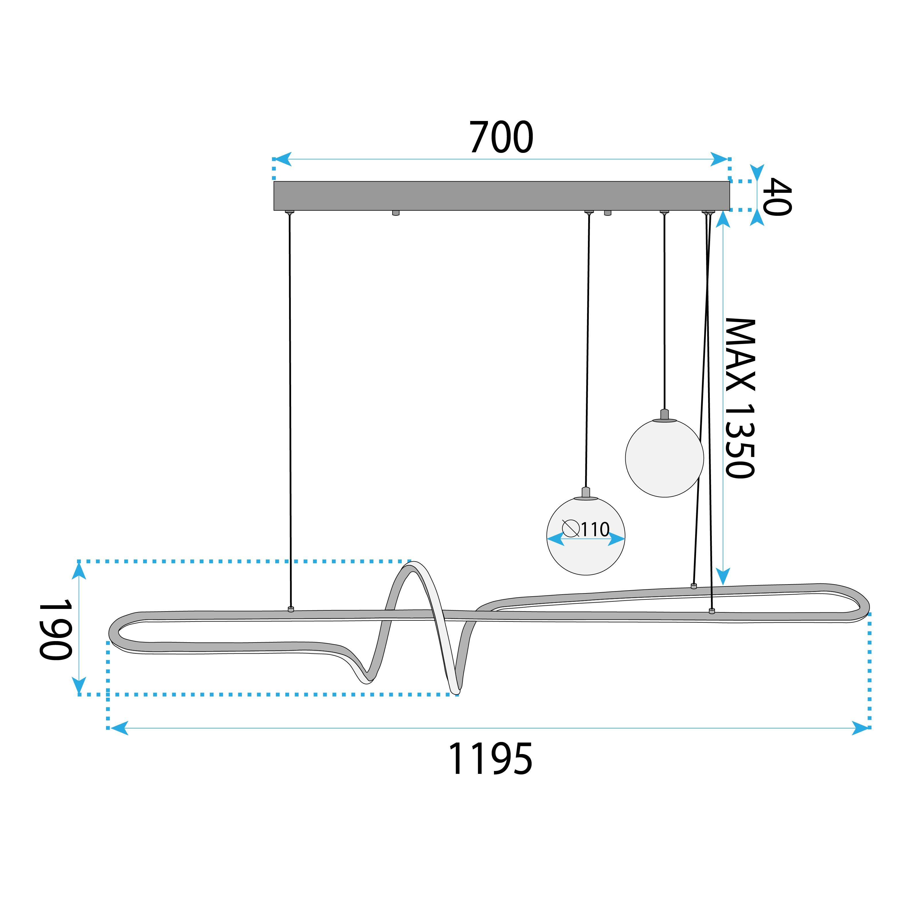 Toolight, LED stropné osvetlenie 120cm, LHJ039-CP, zlatá matná, OSW-60024