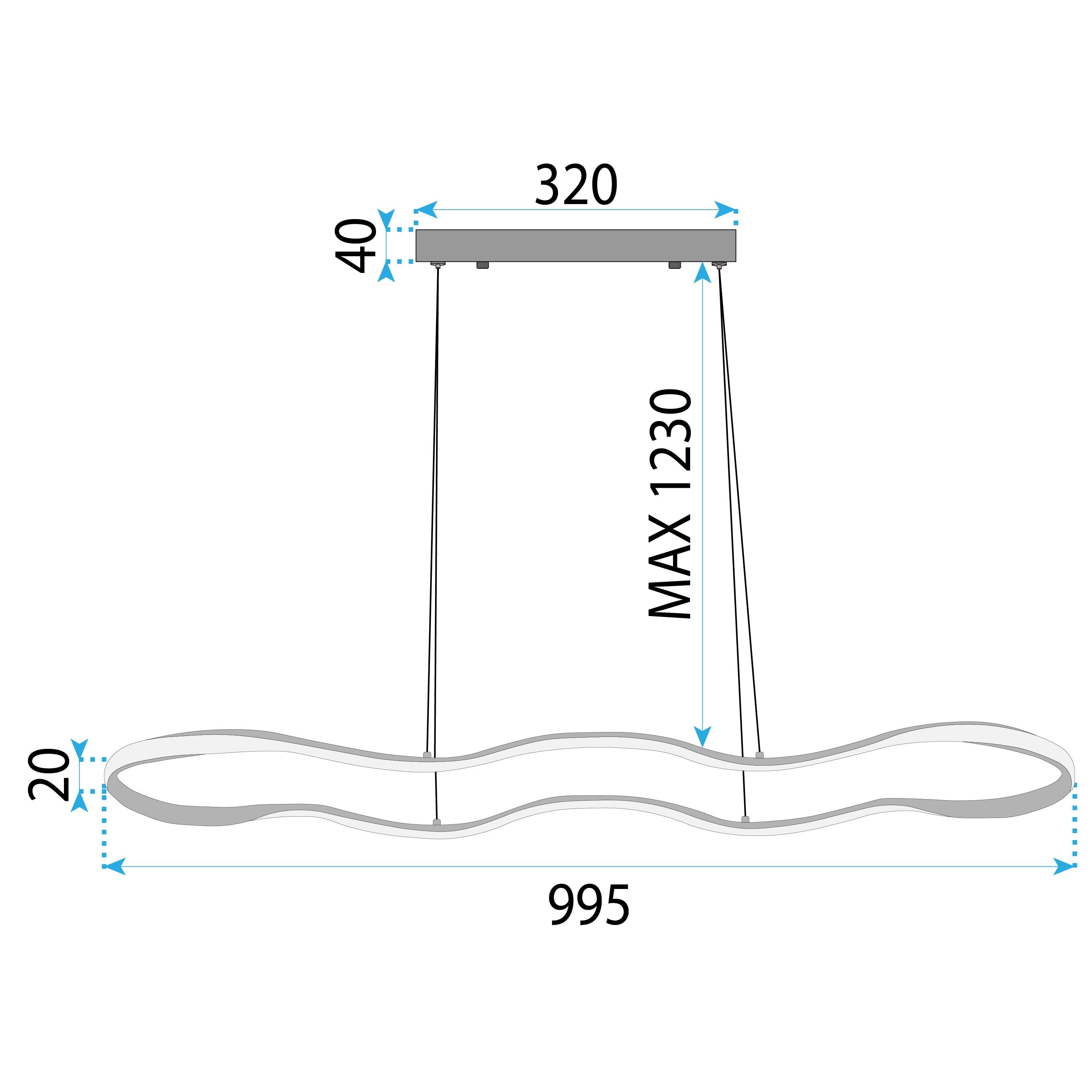 Toolight, LED stropné osvetlenie 100cm, 24W, 3000K, LHJ028-CP, zlatá, OSW-60018