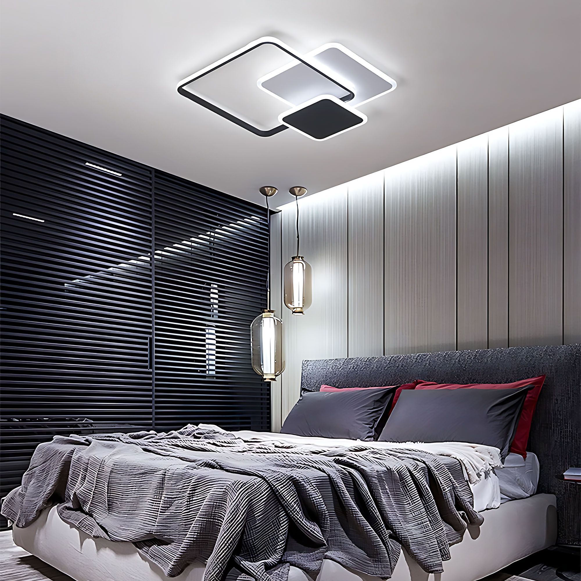 Toolight, LED stropné svietidlo 32W, 3000K, LHJ079-C, čierna-biela, OSW-50039