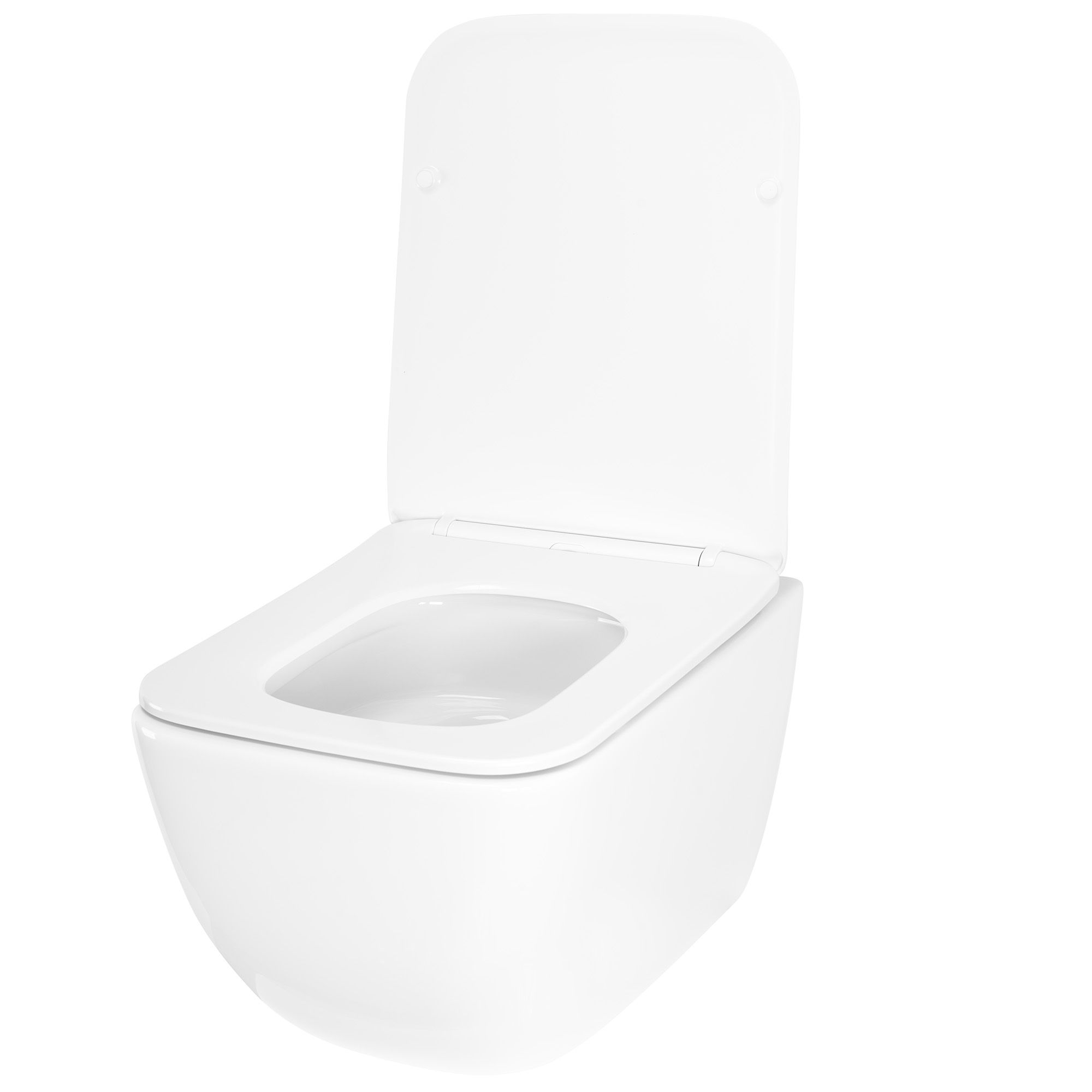 Rea Dexter, závesná WC misa Rimless Tornado 515x365x350 mm + WC sedadlo z duroplastu, biela lesklá, REA-C1278