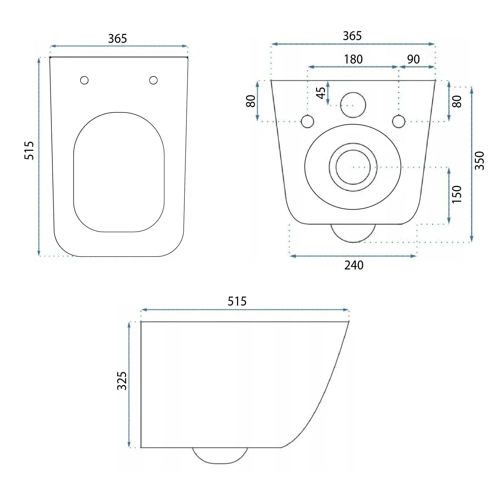 Rea Dexter, závesná WC misa Rimless Tornado 515x365x350 mm + WC sedadlo z duroplastu, biela lesklá, REA-C1278