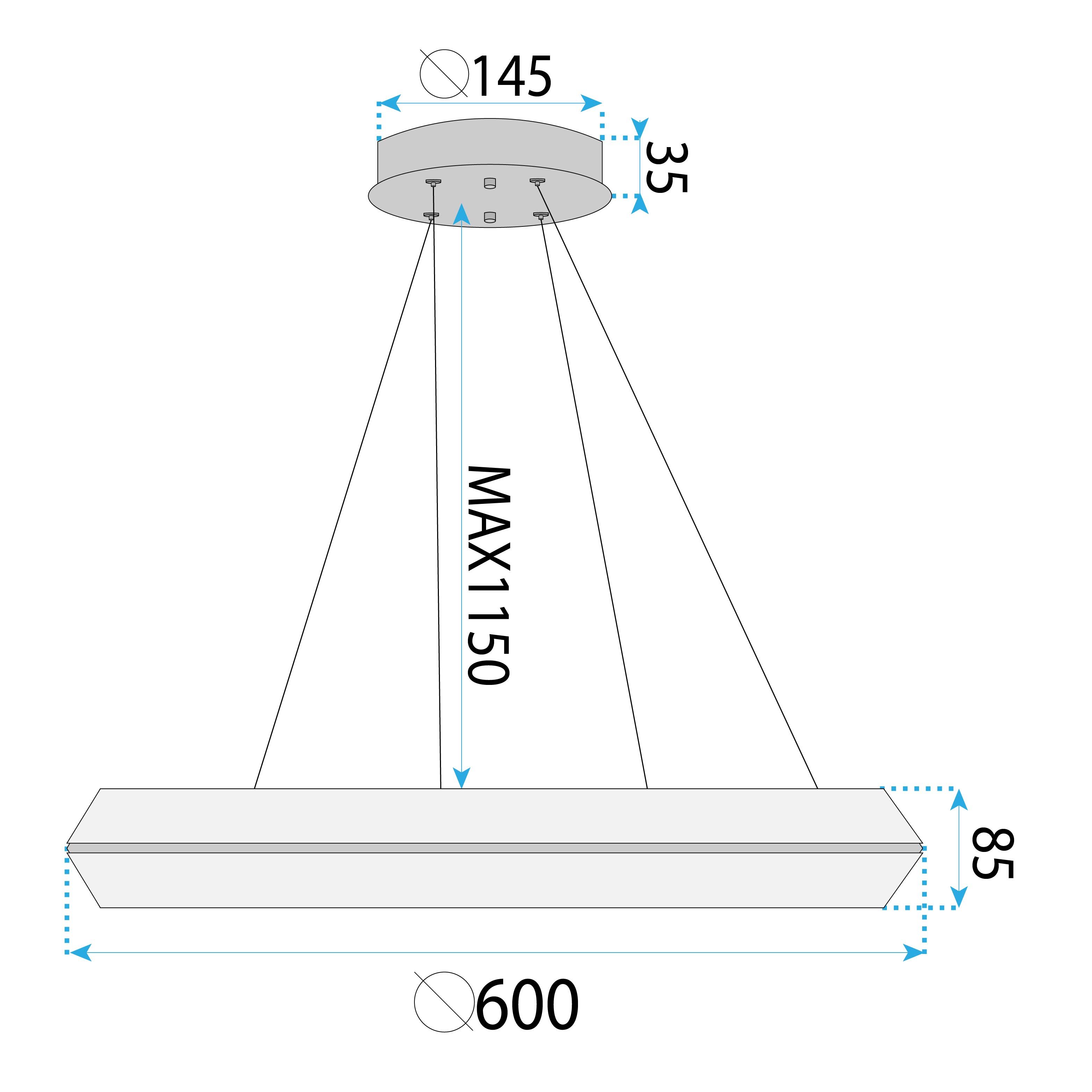 Toolight, LED stropné svietidlo 60cm, 45W, 4000K, APP1768-CP, zlatá, OSW-04344