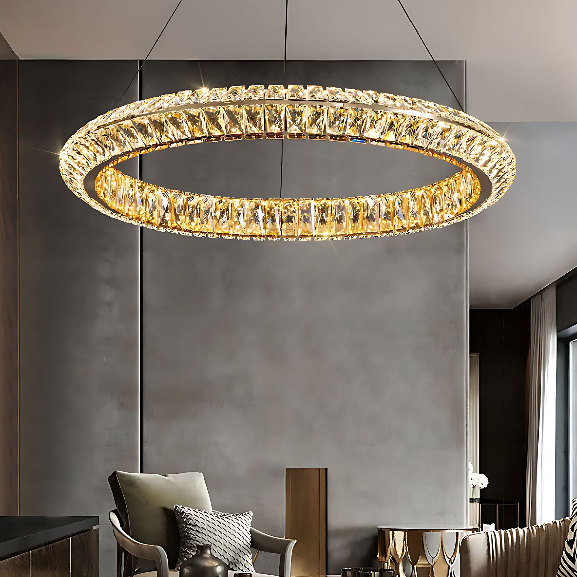 Toolight, LED stropné svietidlo 60cm, 45W, 4000K, APP1768-CP, zlatá, OSW-04344