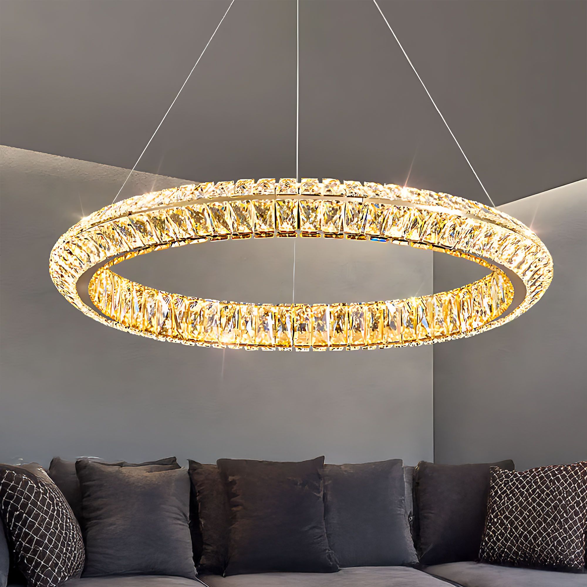 Toolight, LED stropné svietidlo 60cm, 45W, 4000K, APP1768-CP, zlatá, OSW-04344