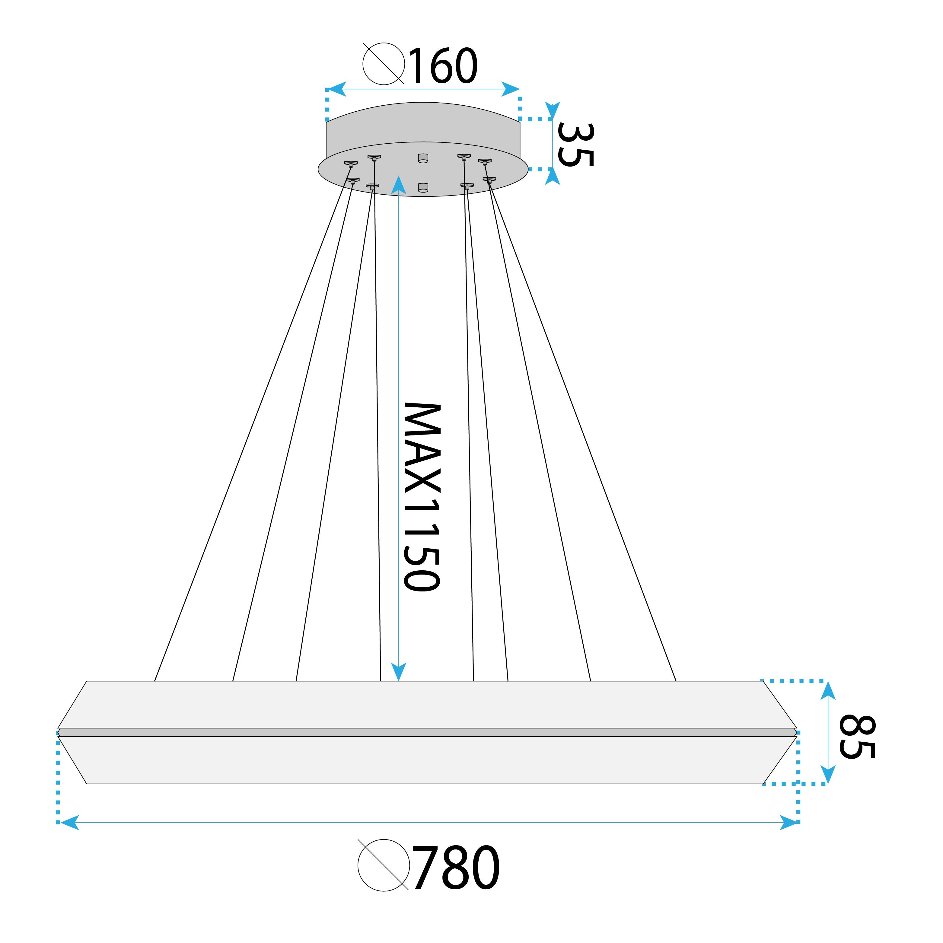 Toolight, LED stropné svietidlo 80cm, 45W, 4000 K, APP1769-CP, zlatá, OSW-04347