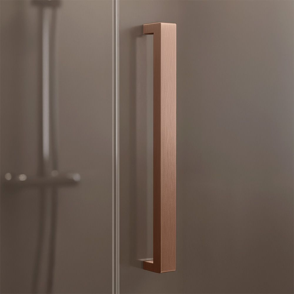 Rea Hugo Double, 2-krídlový sprchovací kút 90 (dvere) x 80 (dvere) x 200 cm, 6mm šedé sklo, medený profil, KPL-K6972