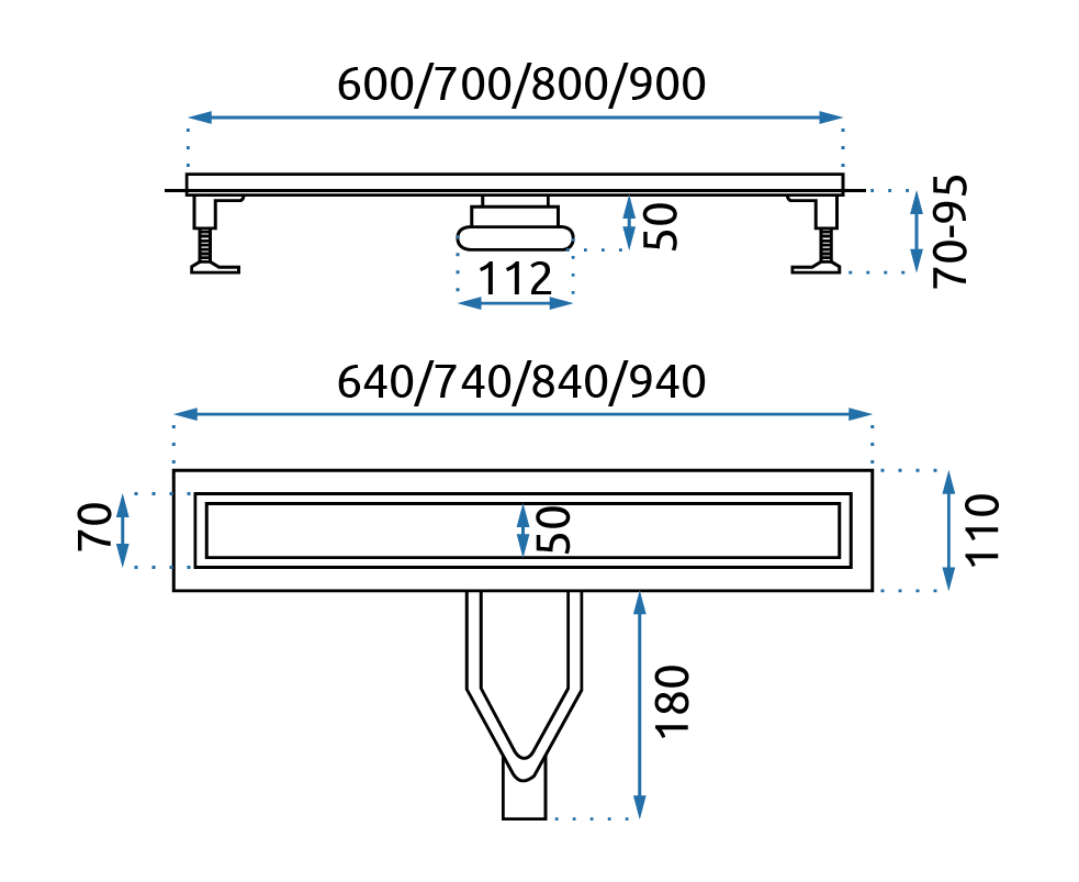 Rea Neox Superflow, odtokový žľab 60cm, brúsená oceľ, REA-G2705