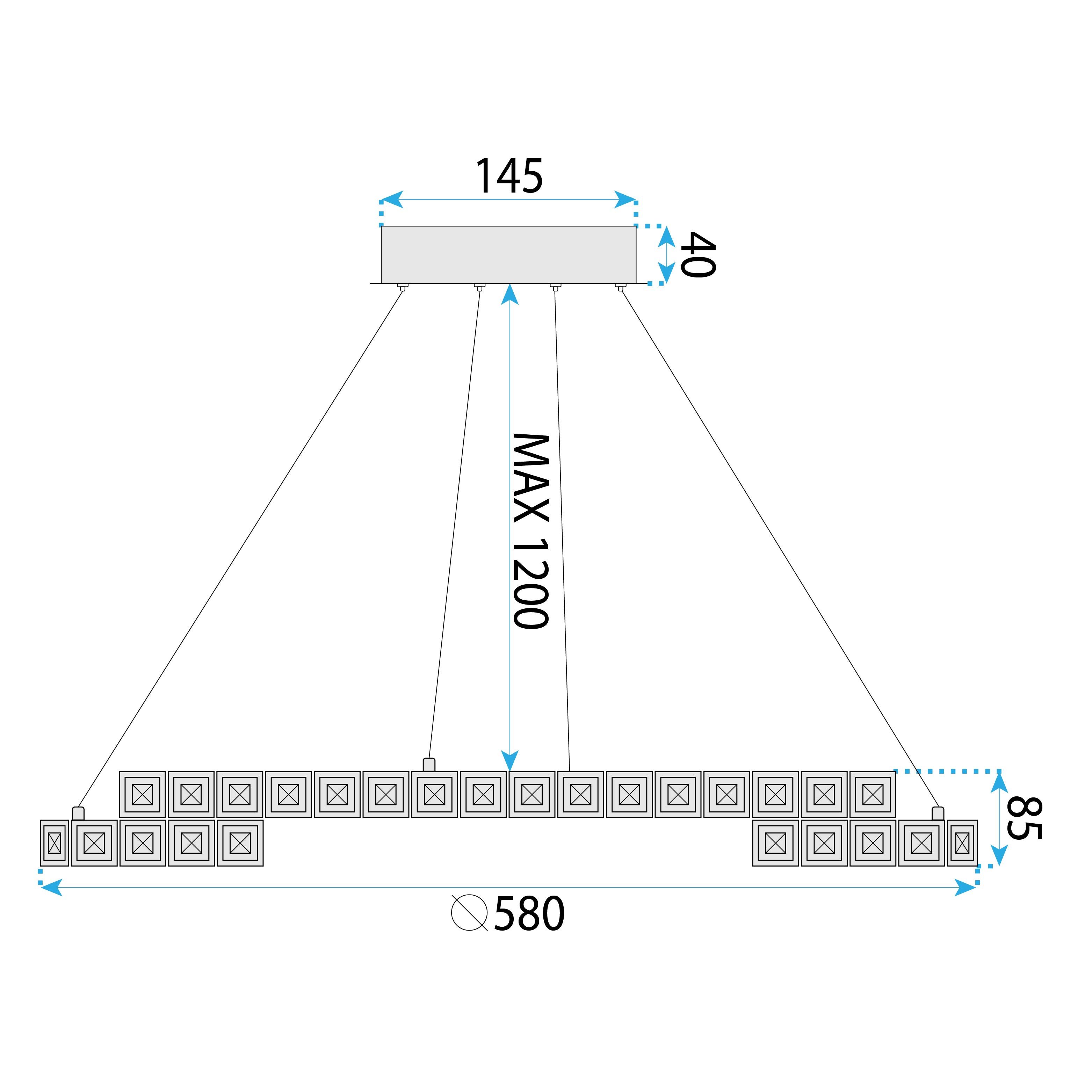 Toolight, LED závesné osvetlenie 60cm, 45W, 4000K, 2500lm, APP1771-CP, zlatá, OSW-04349