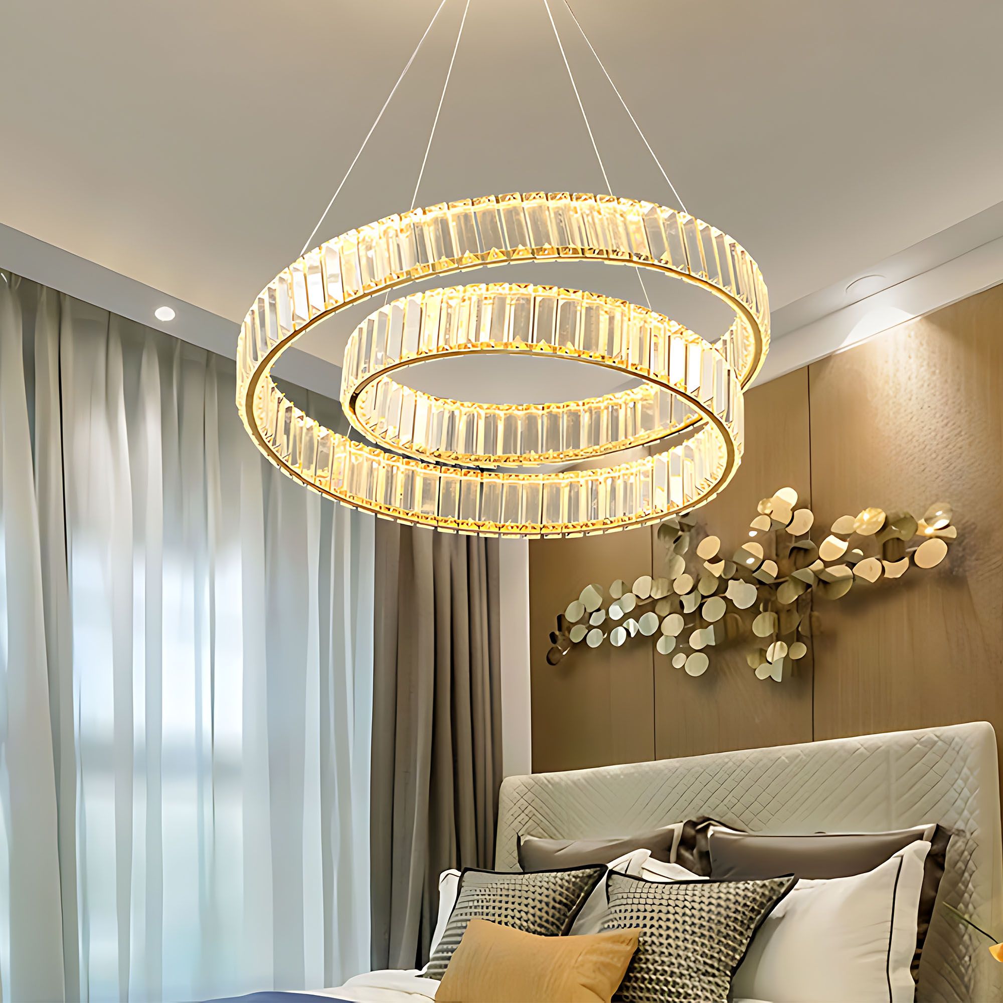 Toolight, LED závesné svietidlo 60cm, 72W, 3500lm, APP1767-CP, zlatá, OSW-04343