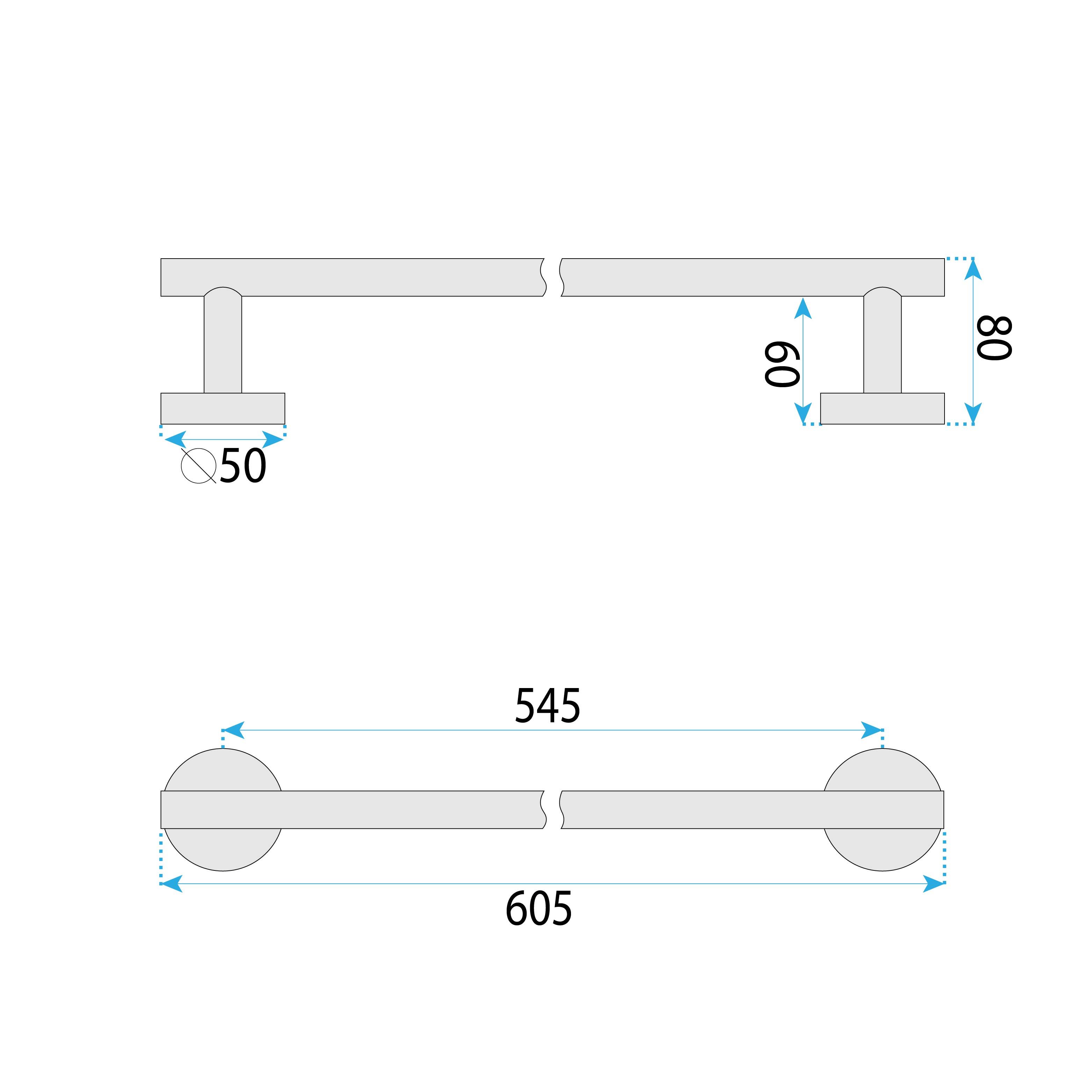Rea Modern, kúpeľňový vešiak na uteráky 60cm, 6603, brúsená oceľ, REA-98002