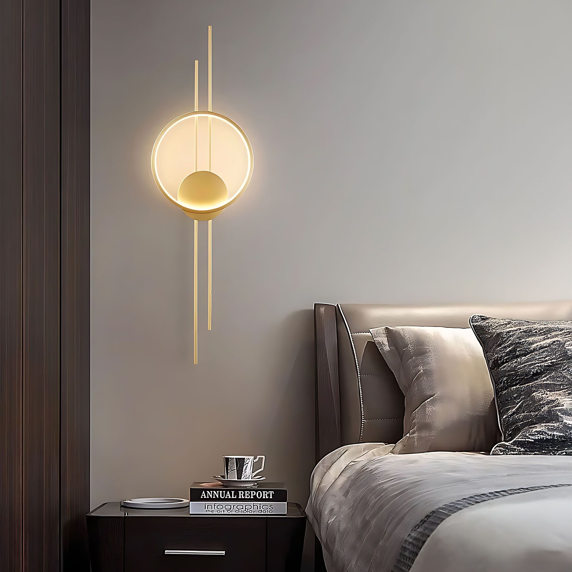 Toolight, LED nástenné svietidlo 10W, 4000K, 500lm, APP1781-W, zlatá matná, OSW-06352
