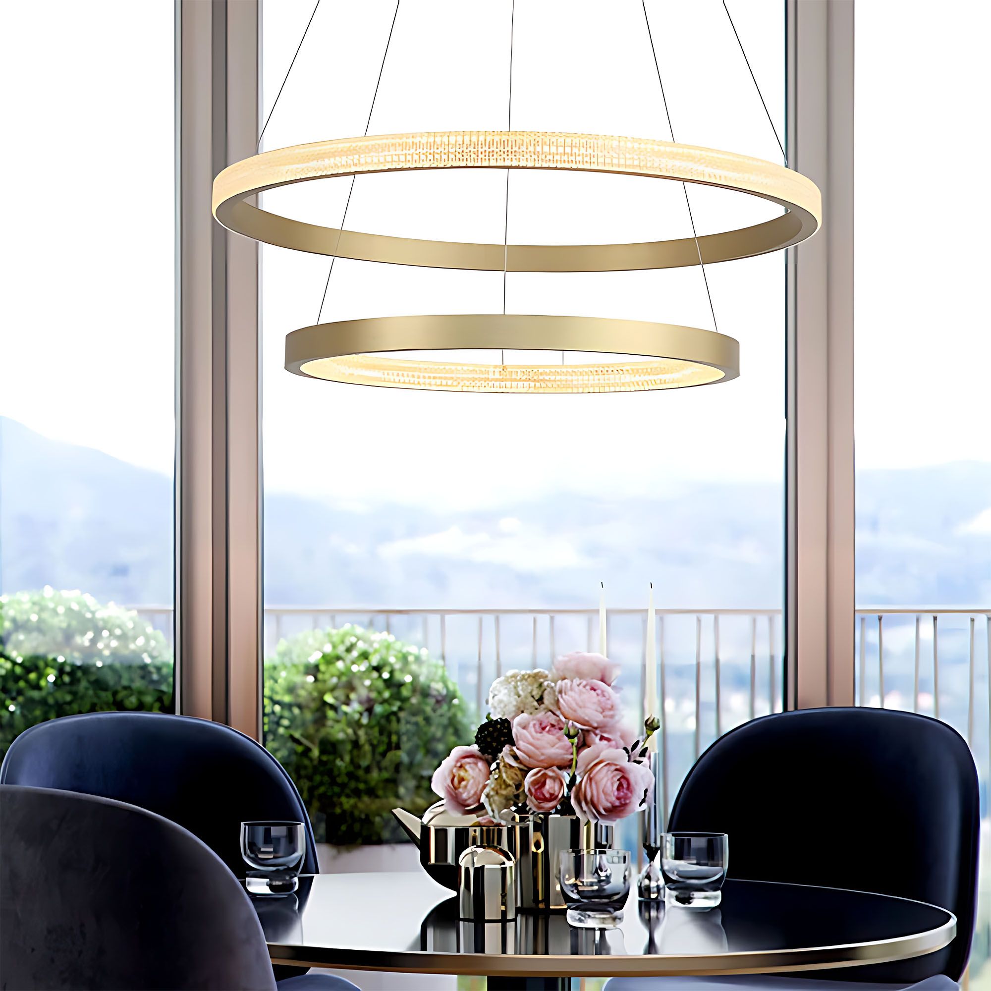 Toolight, LED stropné svietidlo 60cm, 55W, 3500lm + diaľkové ovládanie, APP1772-CP, zlatá matná, OSW-06351