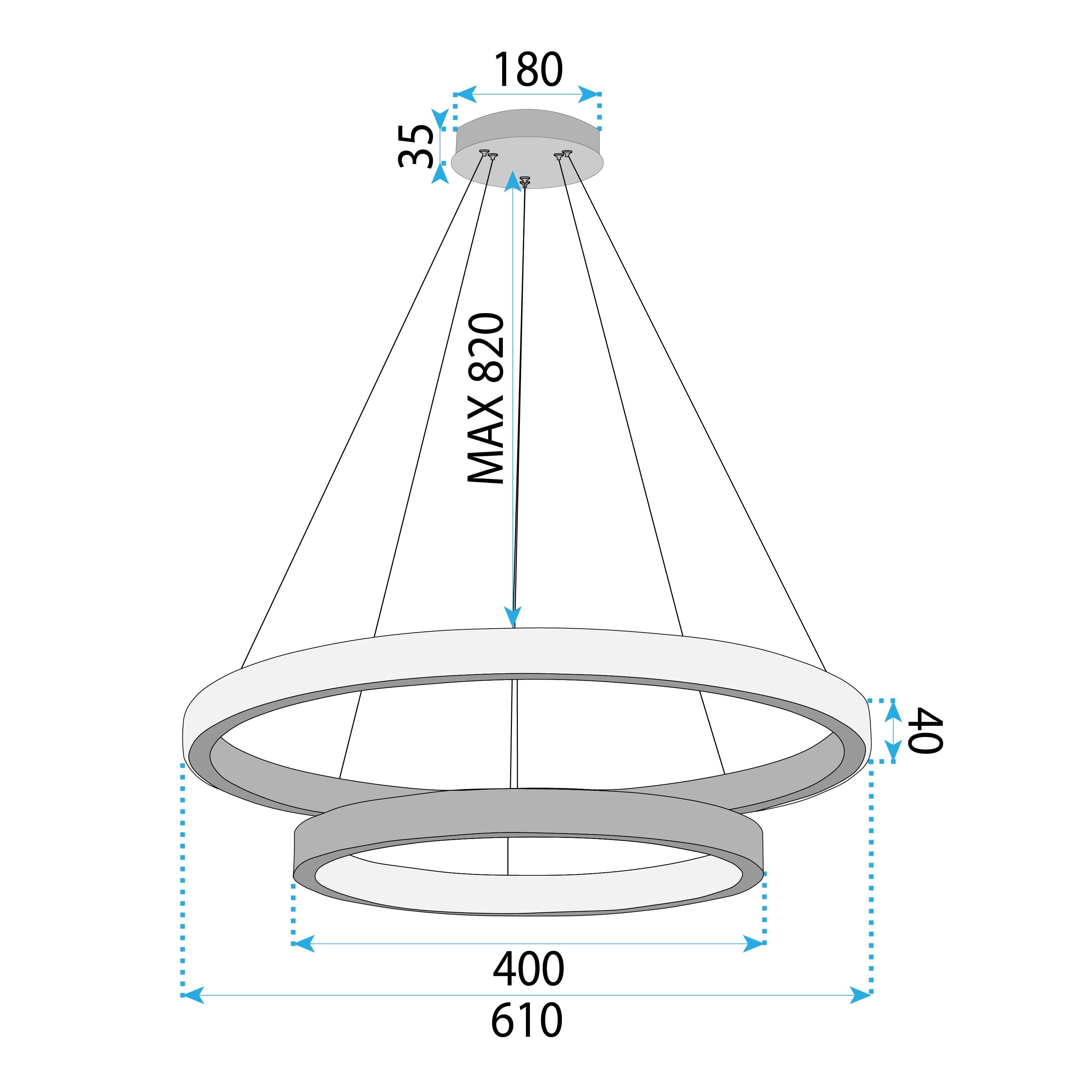 Toolight, LED stropné svietidlo 60cm, 55W, 3500lm + diaľkové ovládanie, APP1772-CP, zlatá matná, OSW-06351