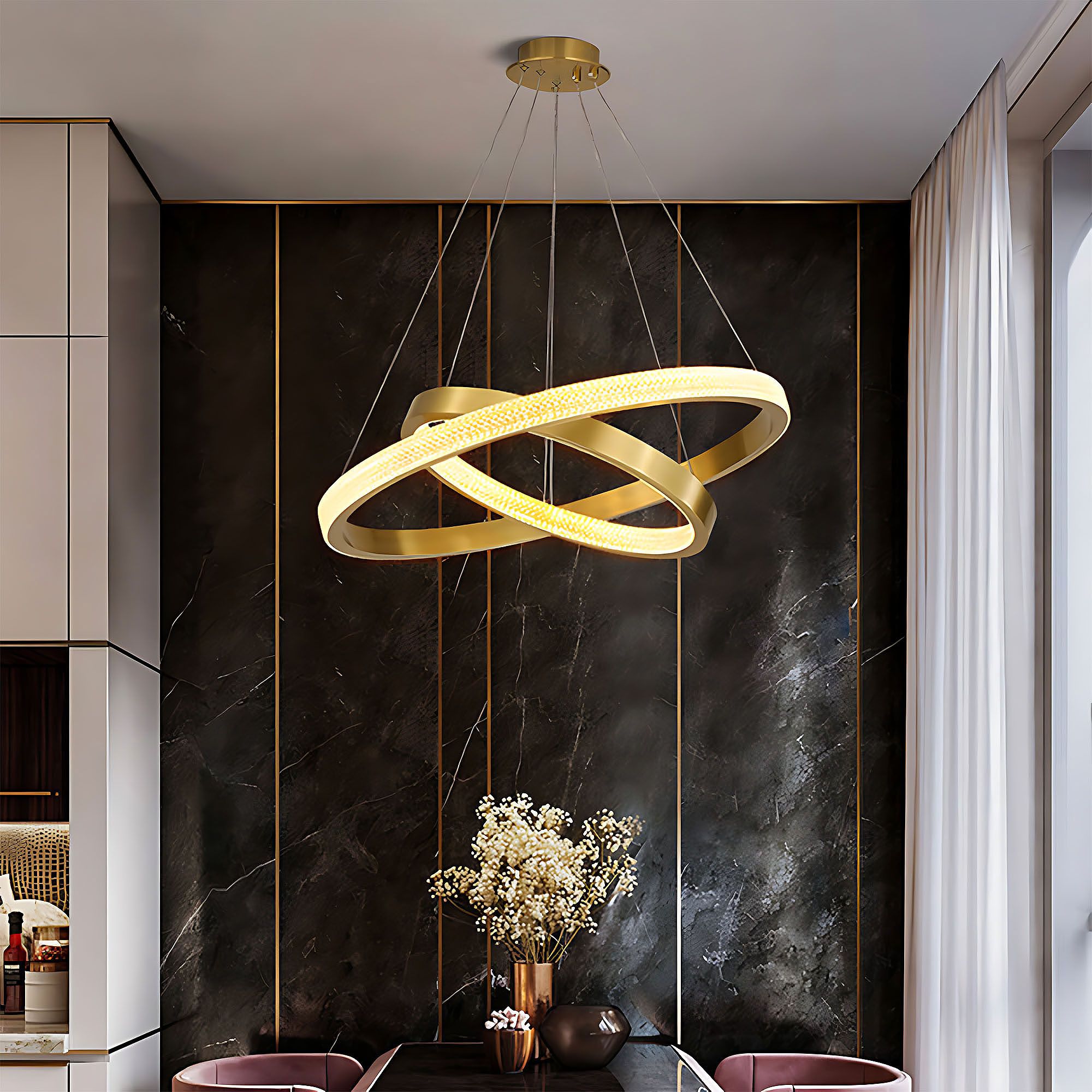 Toolight, LED stropné svietidlo 60cm, 55W, 3500lm + diaľkové ovládanie, APP1772-CP, zlatá matná, OSW-06351