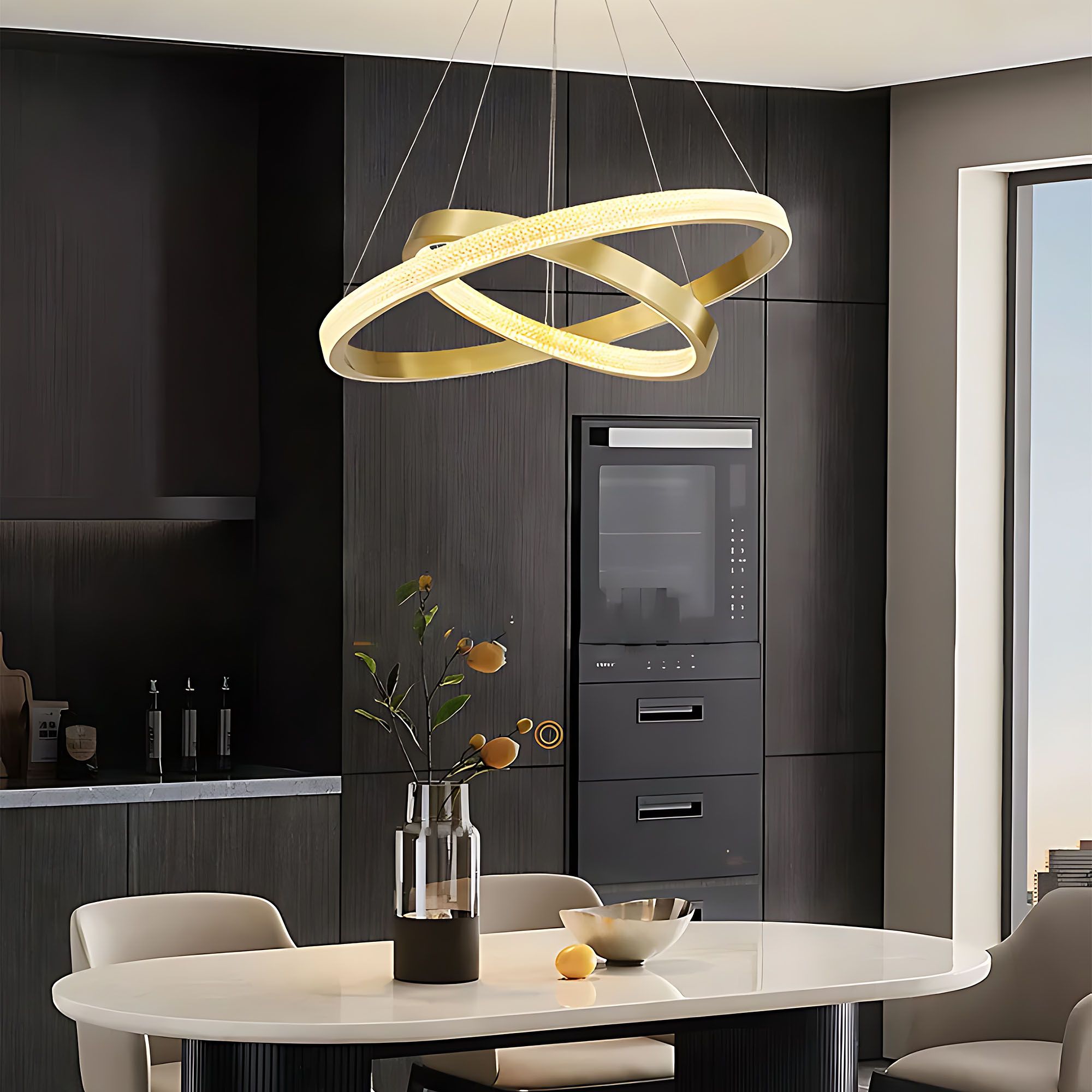 Toolight, LED stropné svietidlo 60cm, 55W, 3500lm + diaľkové ovládanie, APP1772-CP, zlatá matná, OSW-06351
