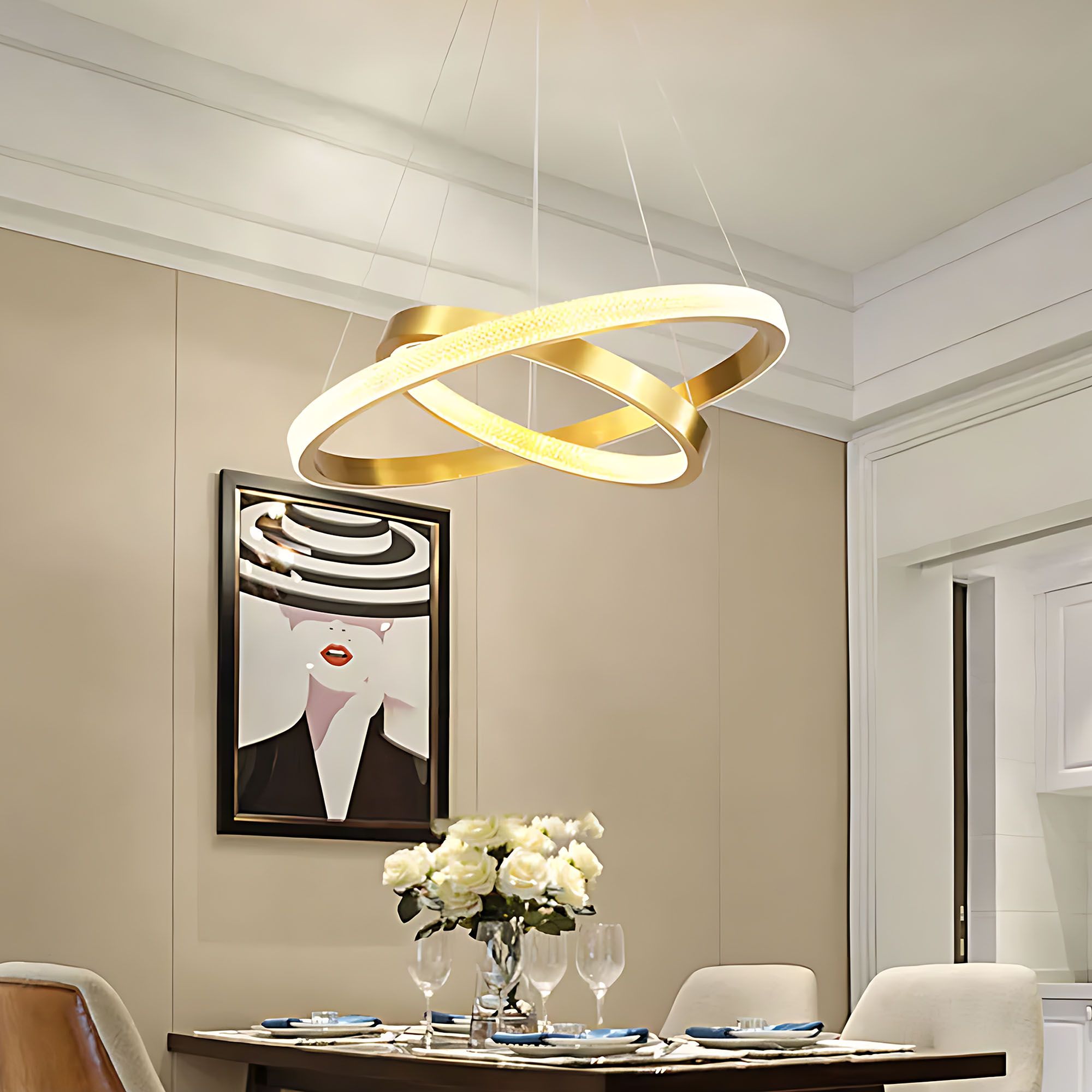 Toolight, LED stropné svietidlo 60cm, 55W, 3500lm + diaľkové ovládanie, APP1772-CP, zlatá matná, OSW-06351