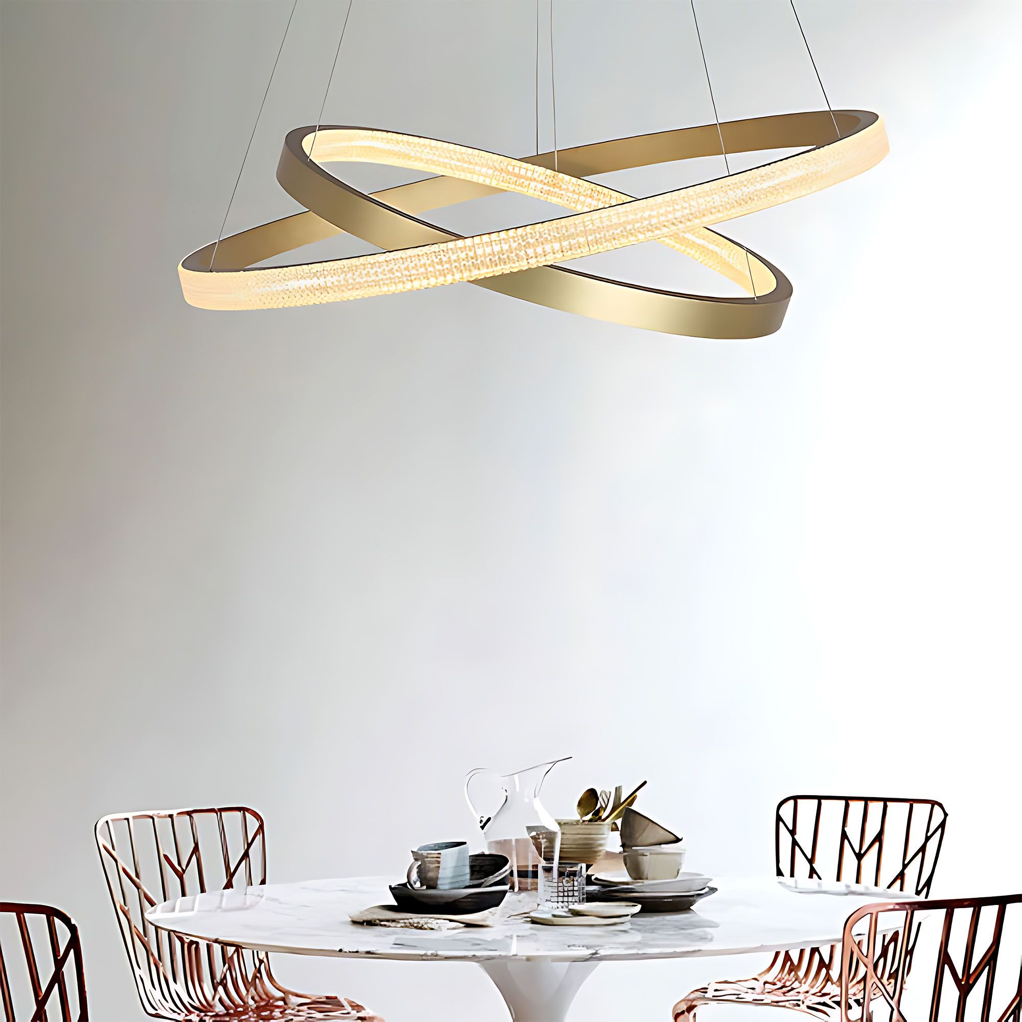Toolight, LED stropné svietidlo 60cm, 55W, 3500lm + diaľkové ovládanie, APP1772-CP, zlatá matná, OSW-06351