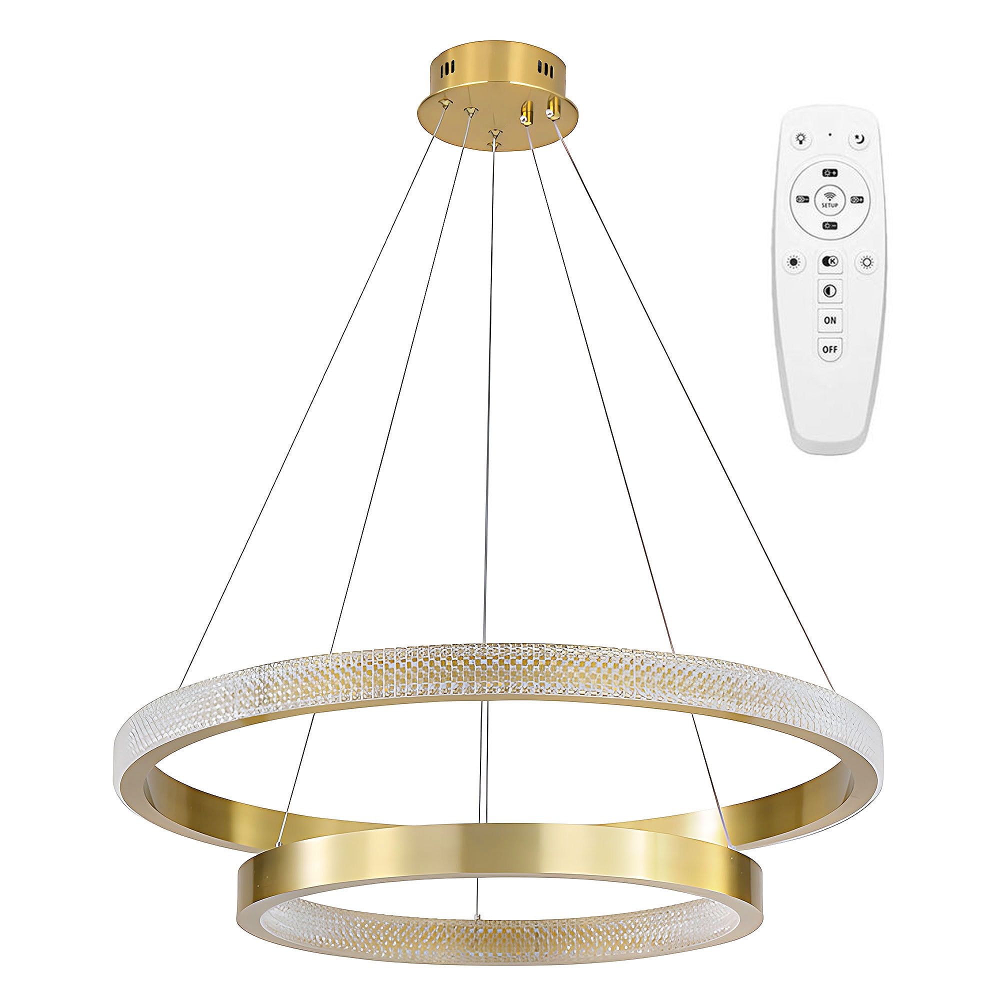 Toolight, LED stropné svietidlo 60cm, 55W, 3500lm + diaľkové ovládanie, APP1772-CP, zlatá matná, OSW-06351