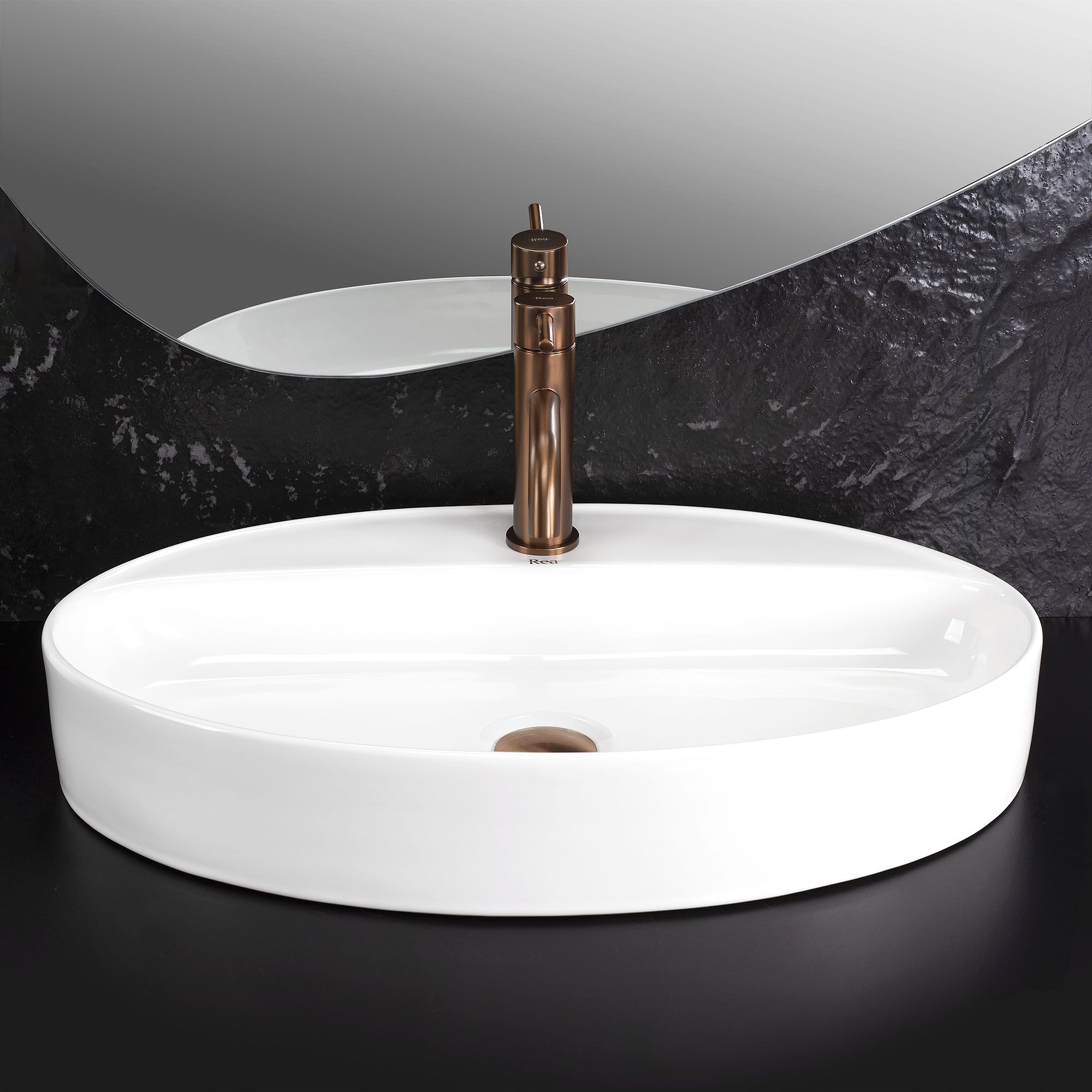 Rea Nastazja, umývadlo na dosku 610x375x105 mm, biela lesklá, REA-U6359