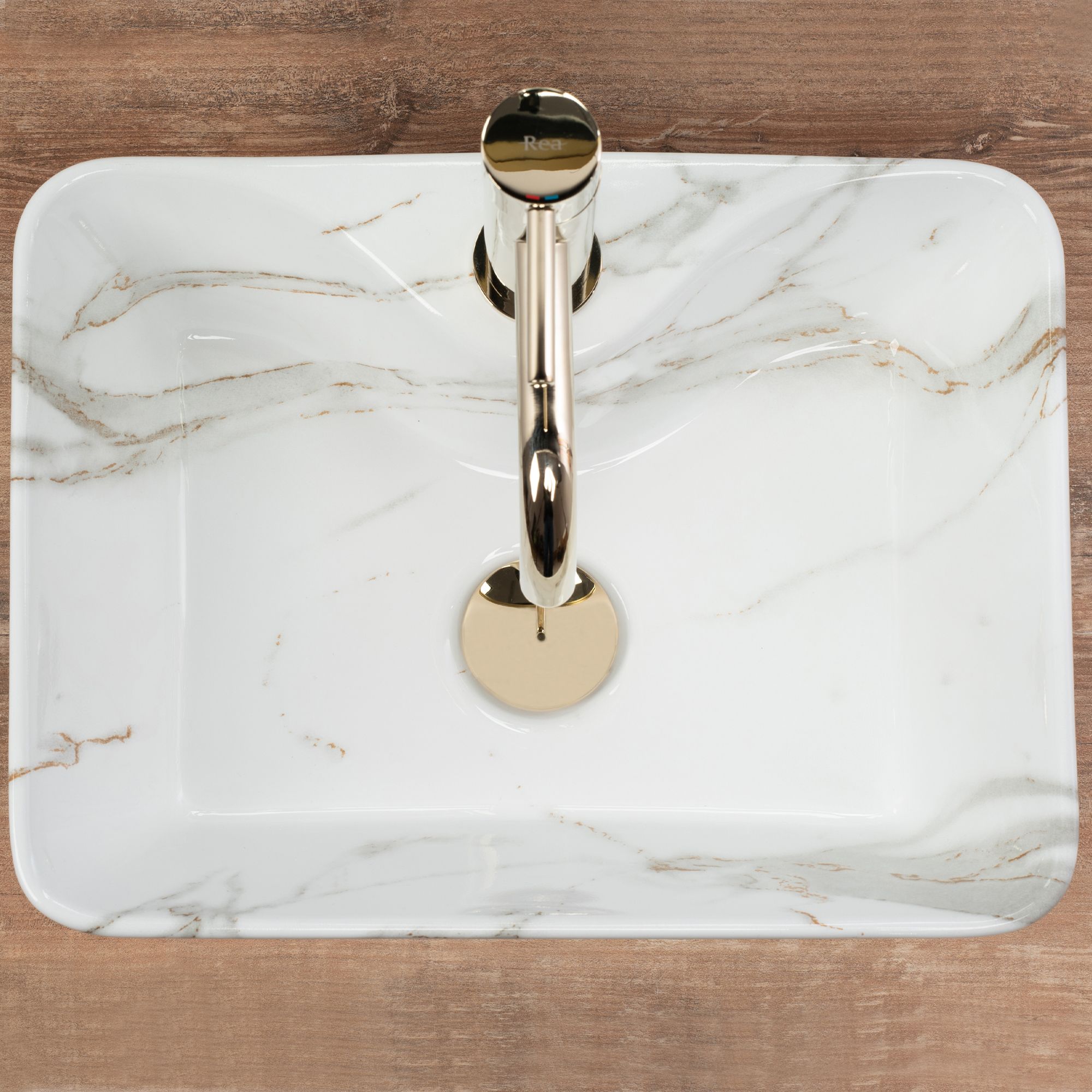 Rea Kelly Mini, umývadlo na dosku 410x310x130 mm, imitácia kameňa-Aiax Shiny, REA-U6504