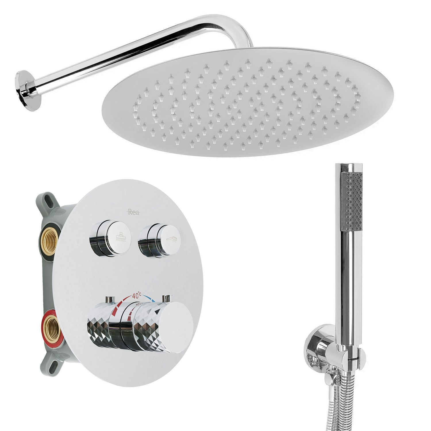 Rea Lungo Diamond, podomietková sprchová súprava s termostatickou batériou + BOX, REA-P6967
